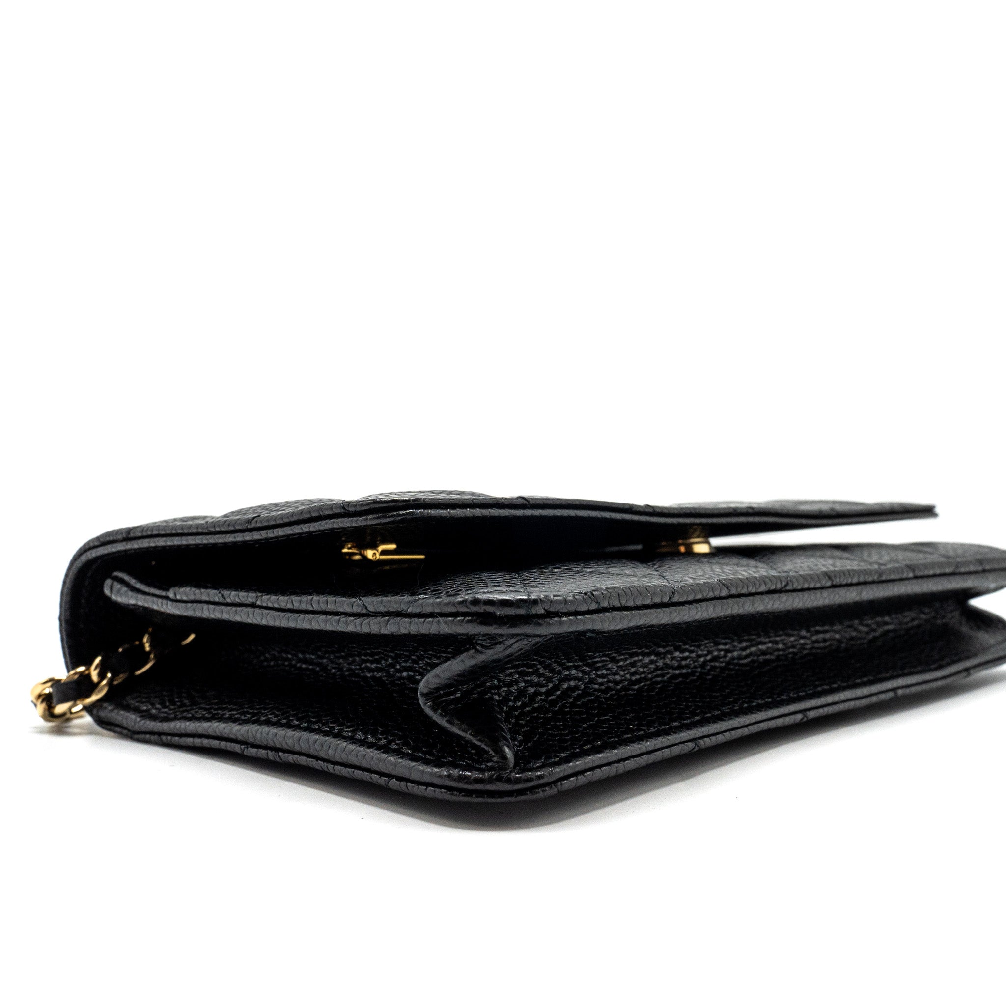 CHANEL CLASSIC WALLET ON CHAIN CAVIAR BLACK GHW (MICROCHIP)