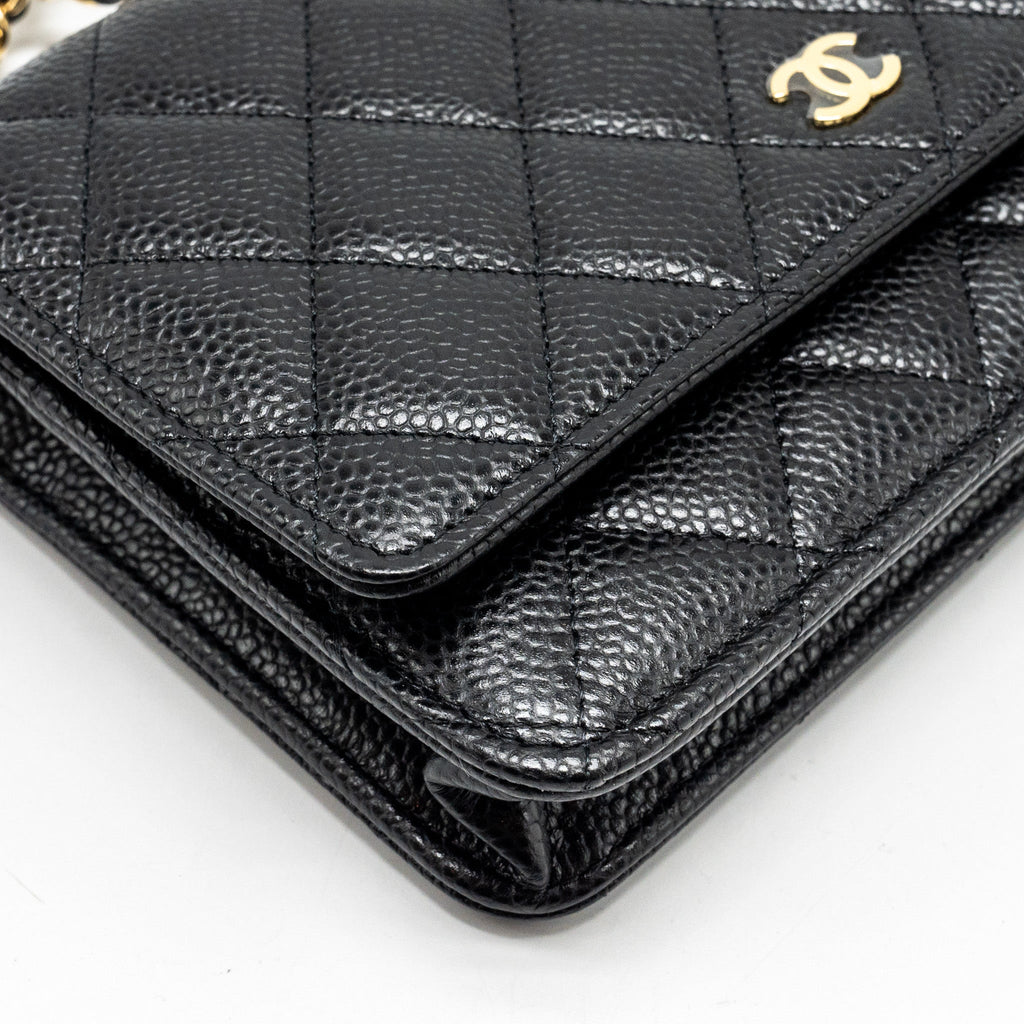 CHANEL CLASSIC WALLET ON CHAIN CAVIAR BLACK GHW (MICROCHIP)