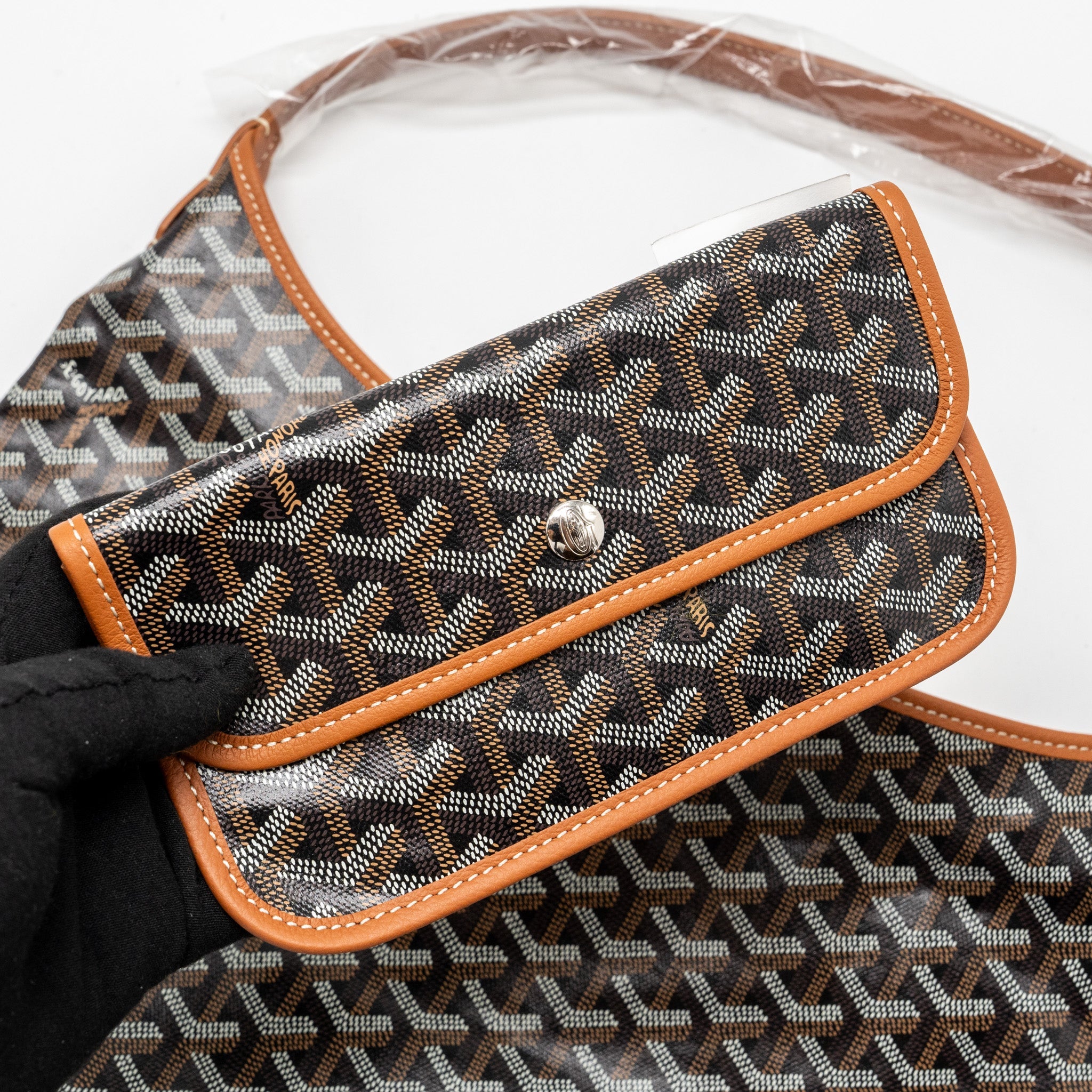 GOYARD BOHEME HOBO BAG CANVAS/CALFSKIN BLACK/ BROWN SHW