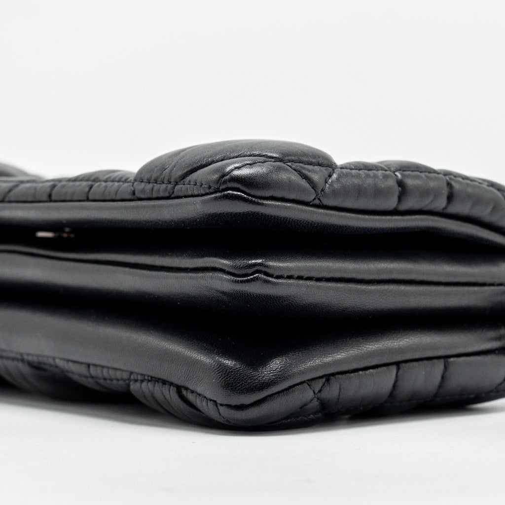 DIOR MINI CARO FLAP BAG CALFSKIN BLACK WITH BLACK HARDWARE