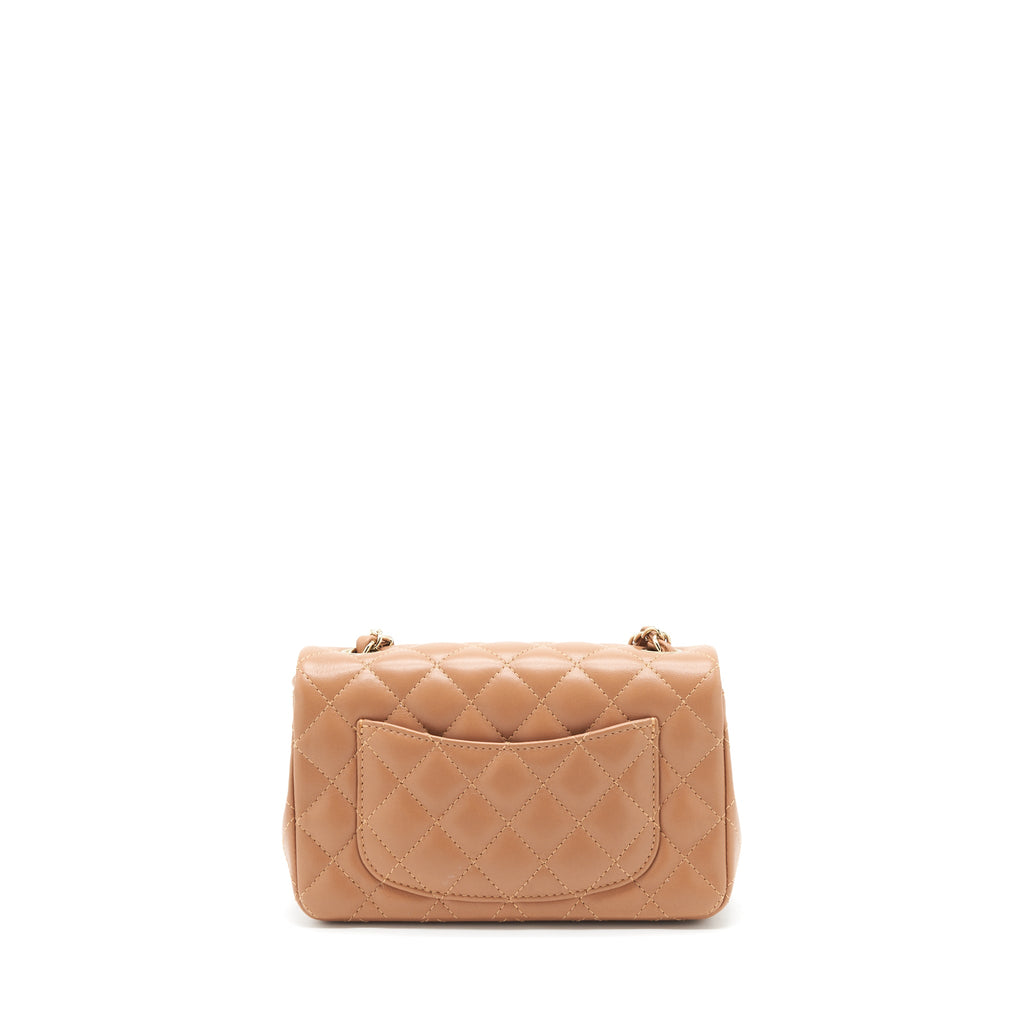 CHANEL 22S MINI RECTANGULAR FLAP BAG CARAMEL LGHW (MICROCHIP)