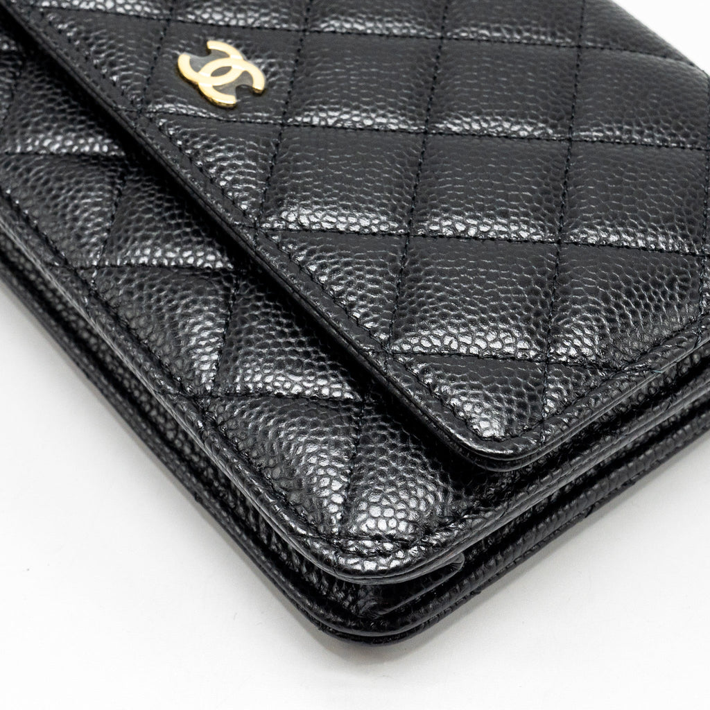 CHANEL CLASSIC WALLET ON CHAIN CAVIAR BLACK GHW (MICROCHIP)