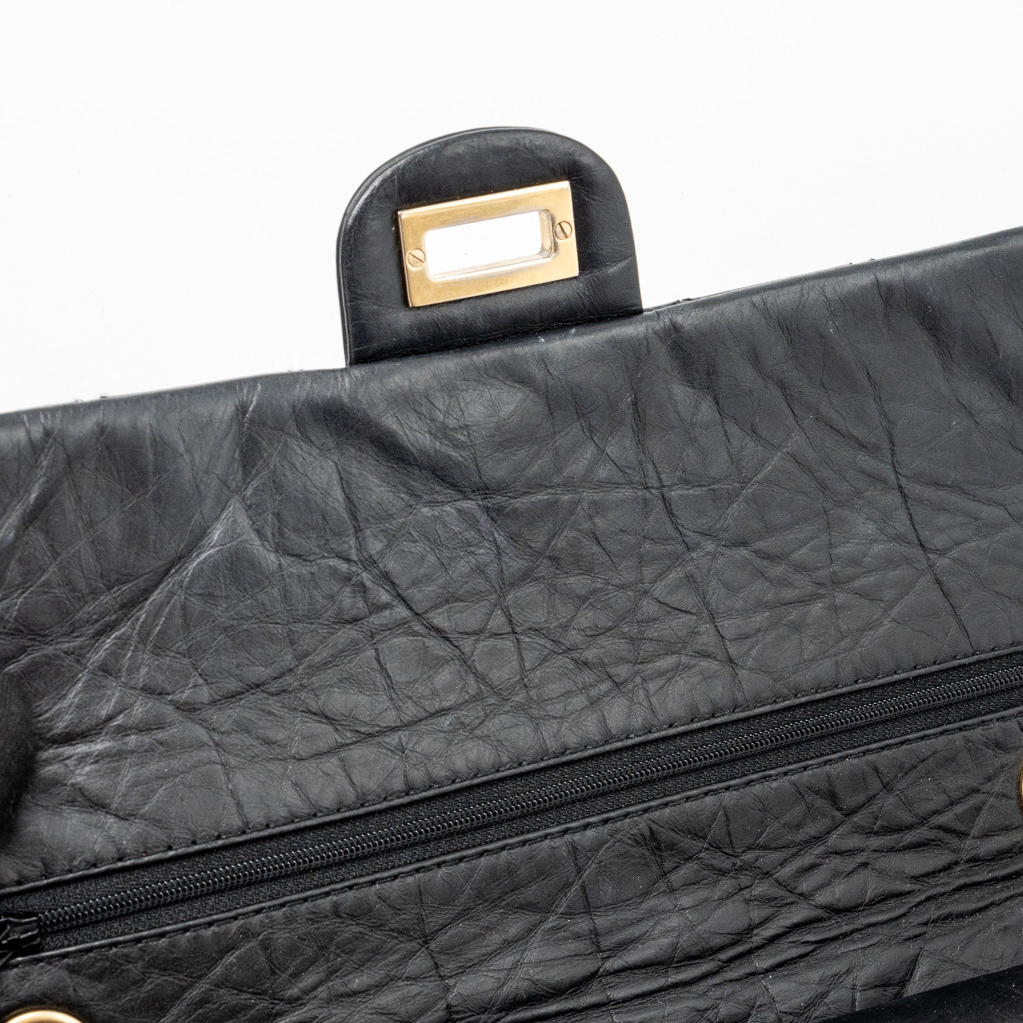 CHANEL LARGE 2.55 REISSUE FLAP BAG AGED CALFSKIN BLACK LGHW