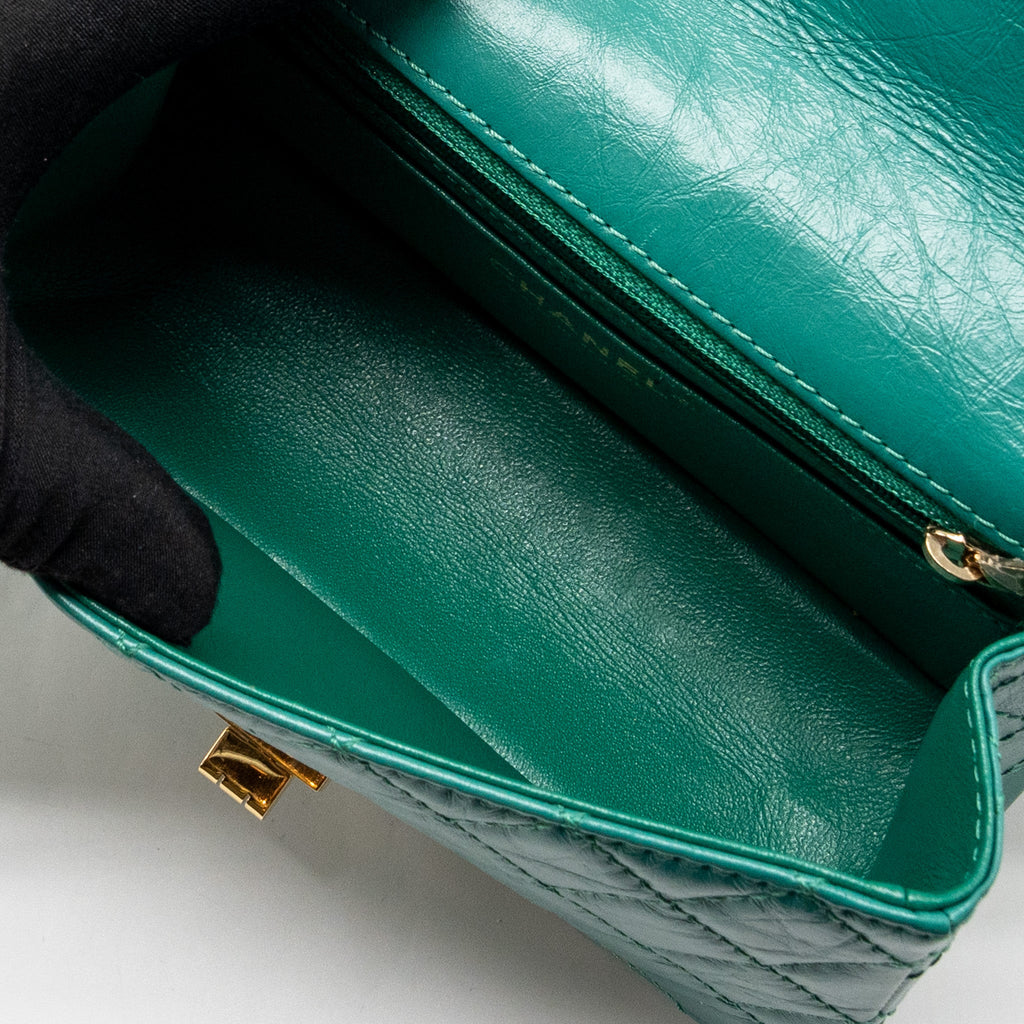 CHANEL MINI 2.55 REISSUE FLAP BAG CALFSKIN GREEN GHW