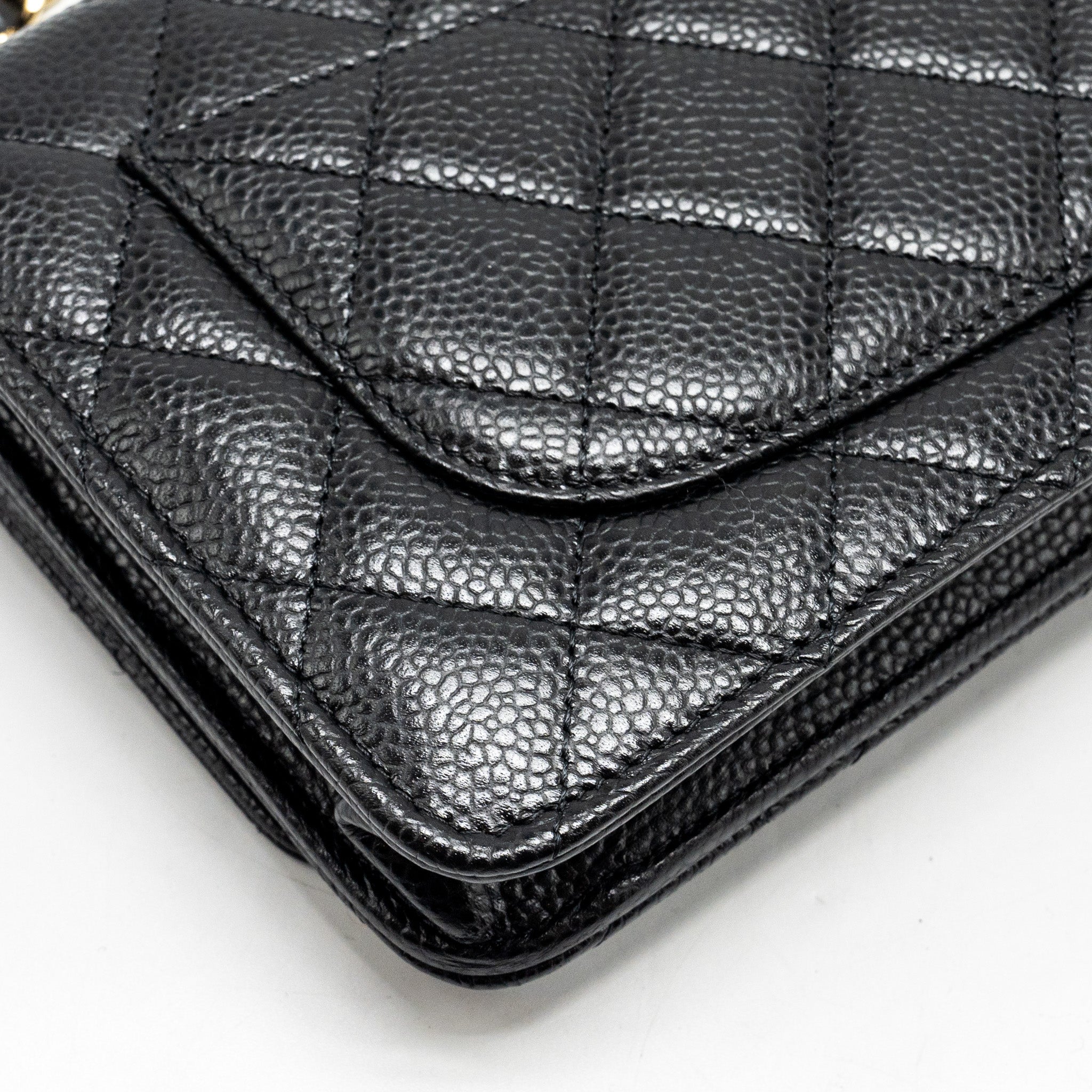 CHANEL CLASSIC WALLET ON CHAIN CAVIAR BLACK GHW (MICROCHIP)