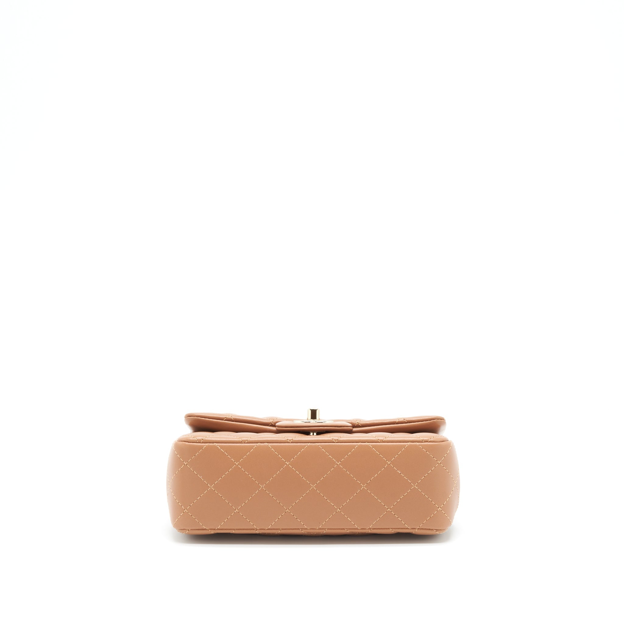 CHANEL 22S MINI RECTANGULAR FLAP BAG CARAMEL LGHW (MICROCHIP)