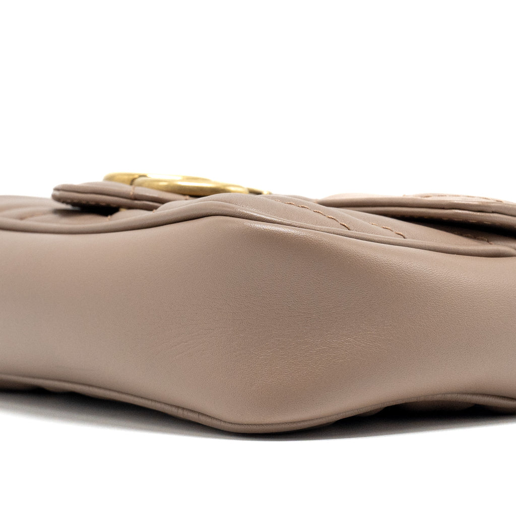 GUCCI SUPER MINI GG MARMONT CALFSKIN BEIGE GHW