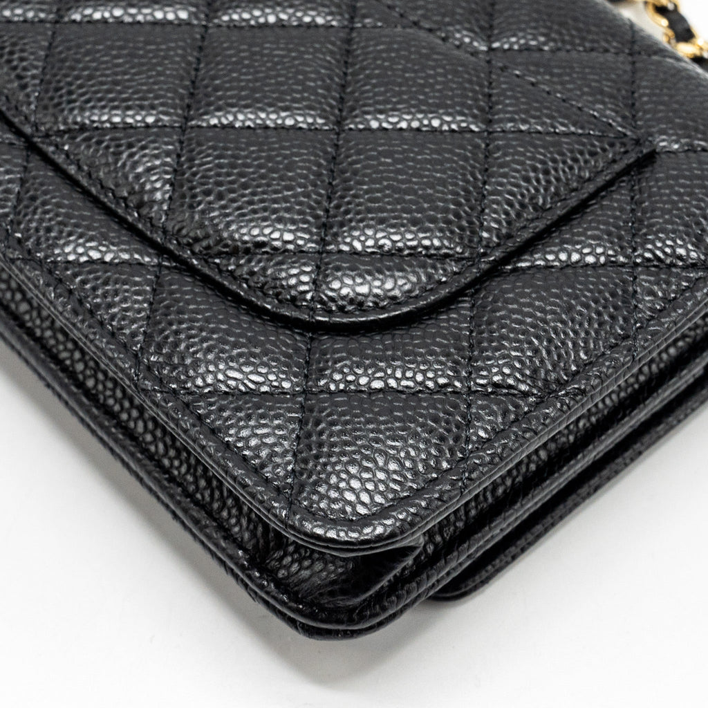 CHANEL CLASSIC WALLET ON CHAIN CAVIAR BLACK GHW (MICROCHIP)