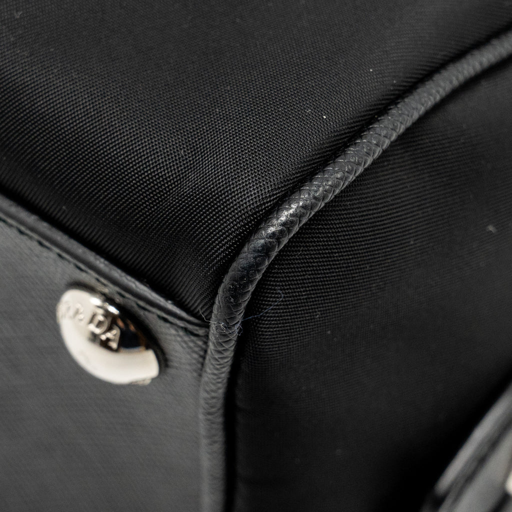 PRADA TOP HANDLE RE-EDITION 2005 NYLON BAG BLACK SHW