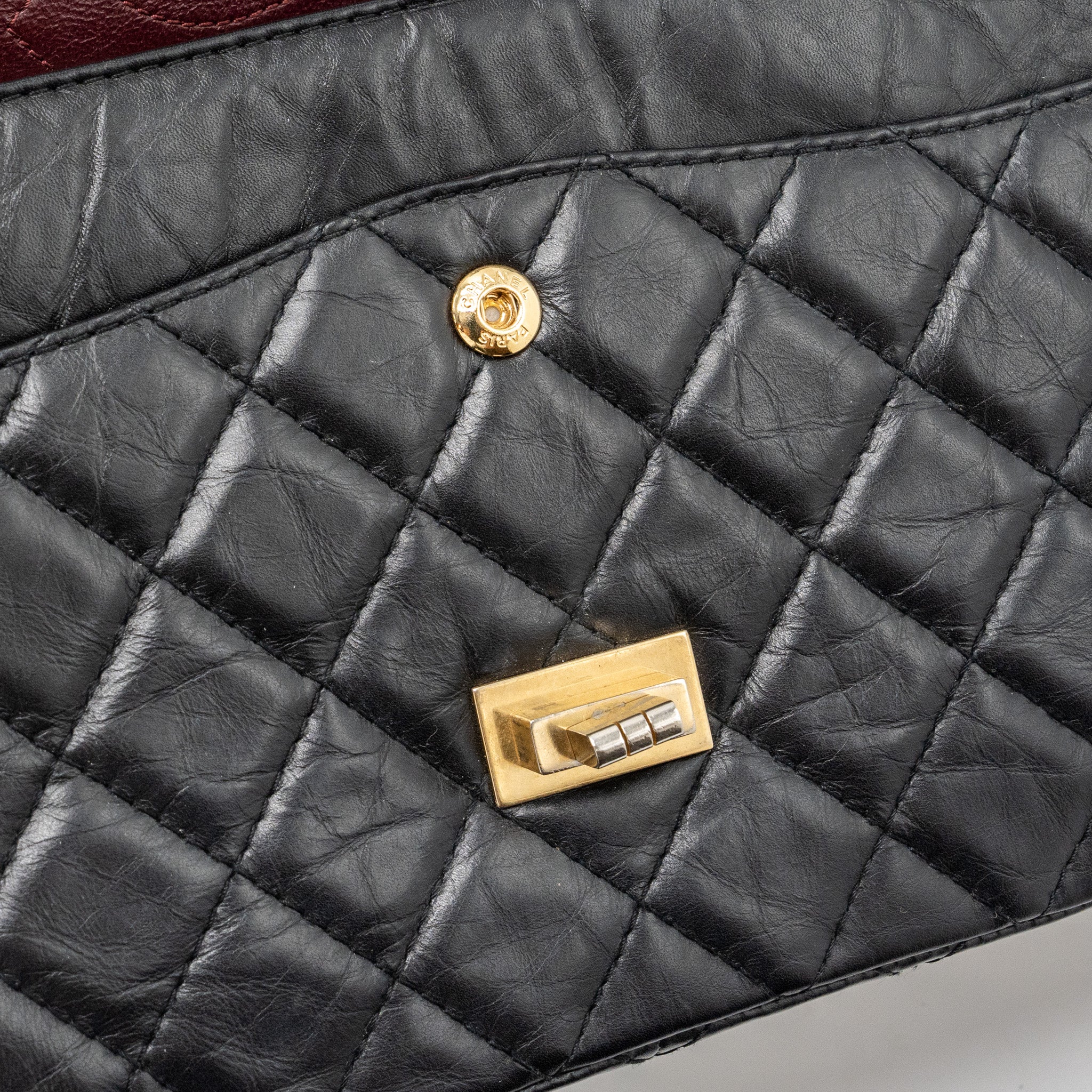 CHANEL LARGE 2.55 REISSUE FLAP BAG AGED CALFSKIN BLACK LGHW