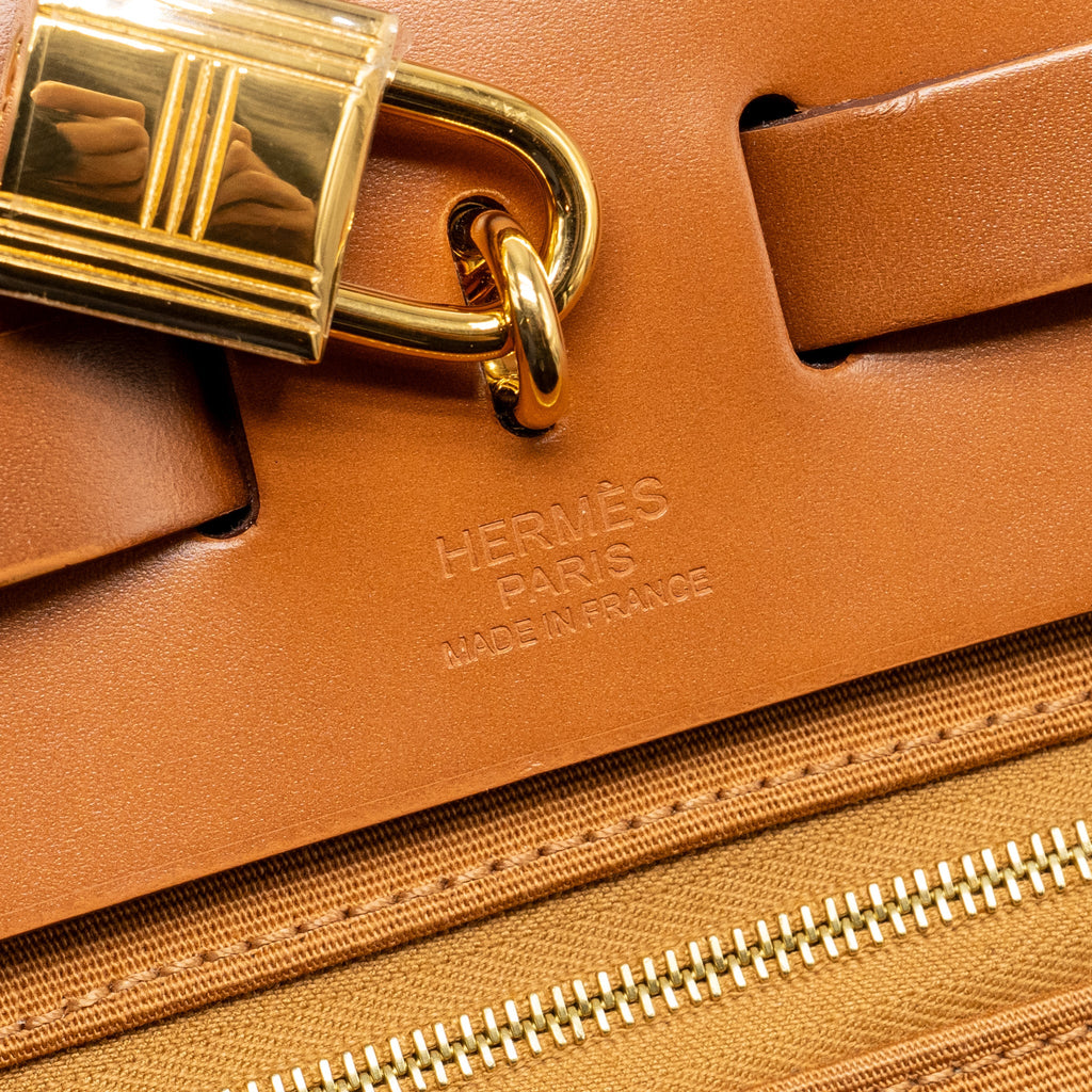 HERMES HERBAG 31 ZIP BAG CANVAS / HUNTER LEATHER ETOUPE / DUNE / FAUVE GHW