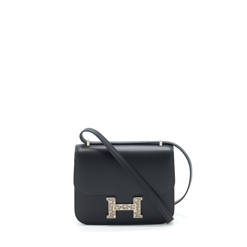 HERMES MINI CONSTANCE MONSTEUR LEATHER LIZARD BUCKLE BLACK/ OMBRE SHW