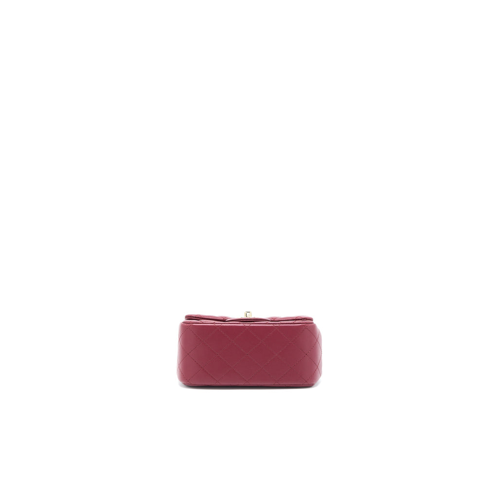 CHANEL 22A MINI SQUARE FLAP BAG LAMBSKIN BURGUNDY LGHW (MICROCHIP)