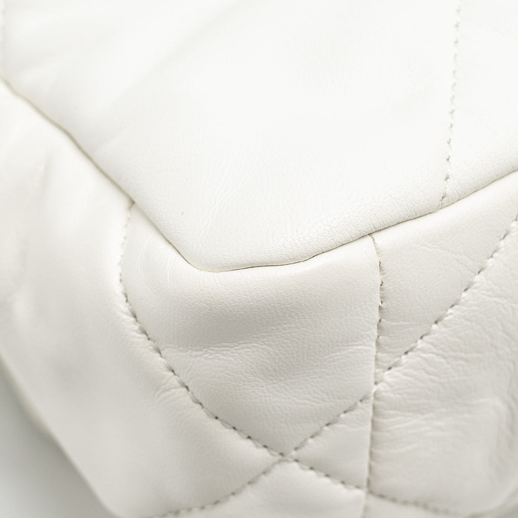 CHANEL SMALL 19 BAG SHINY GOATSKIN WHITE MULTICOLOURED HARDWARE