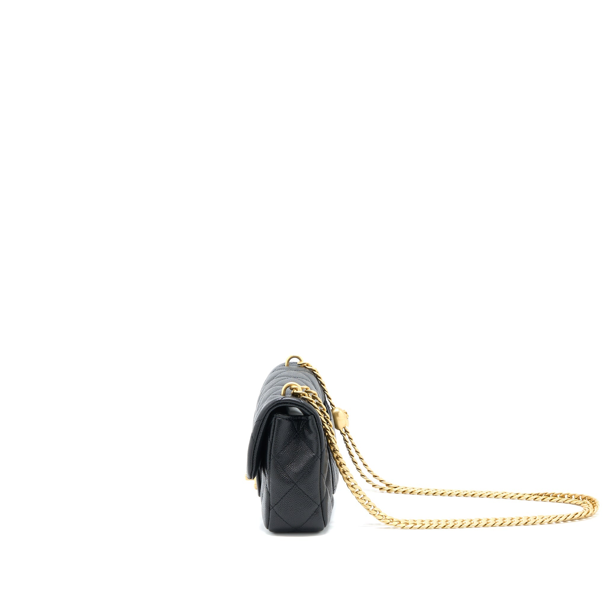 CHANEL 23P MINI COCO LOVE FLAP BAG CAVIAR BLACK GHW (MICROCHIP)