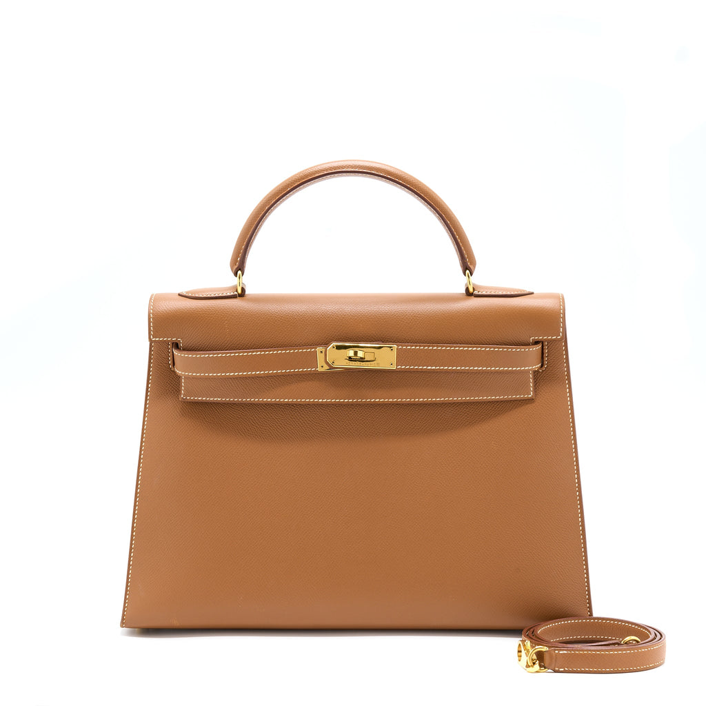 HERMES KELLY 32 SELLIER EPSOM GOLD GHW