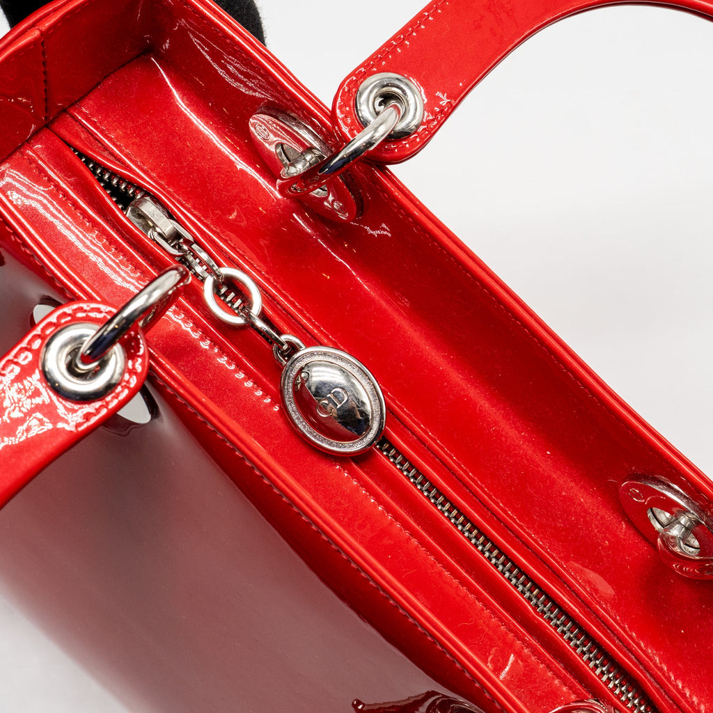 DIOR MEDIUM LADY DIOR PATENT RED SHW