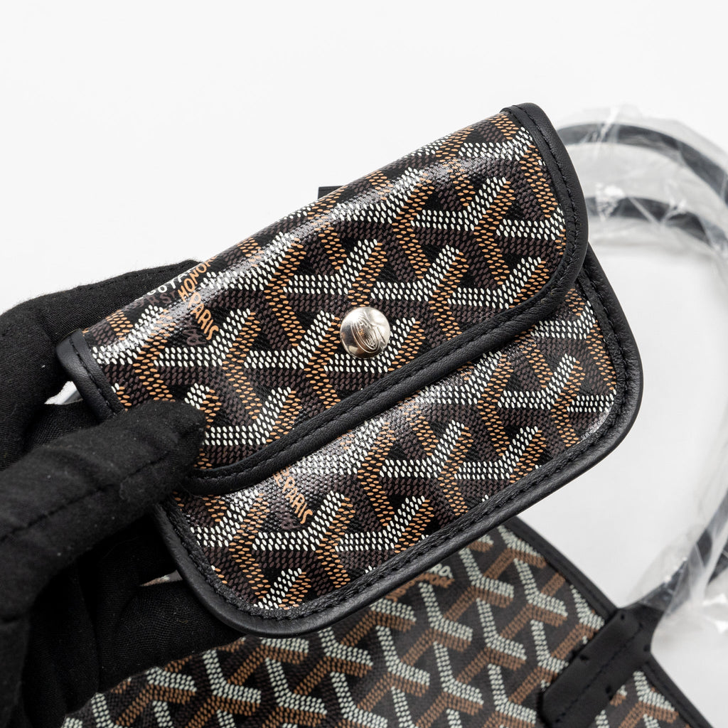GOYARD ANJOU MINI TOTE BAG GOYARDINE CANVAS/CALFSKIN BLACK SHW