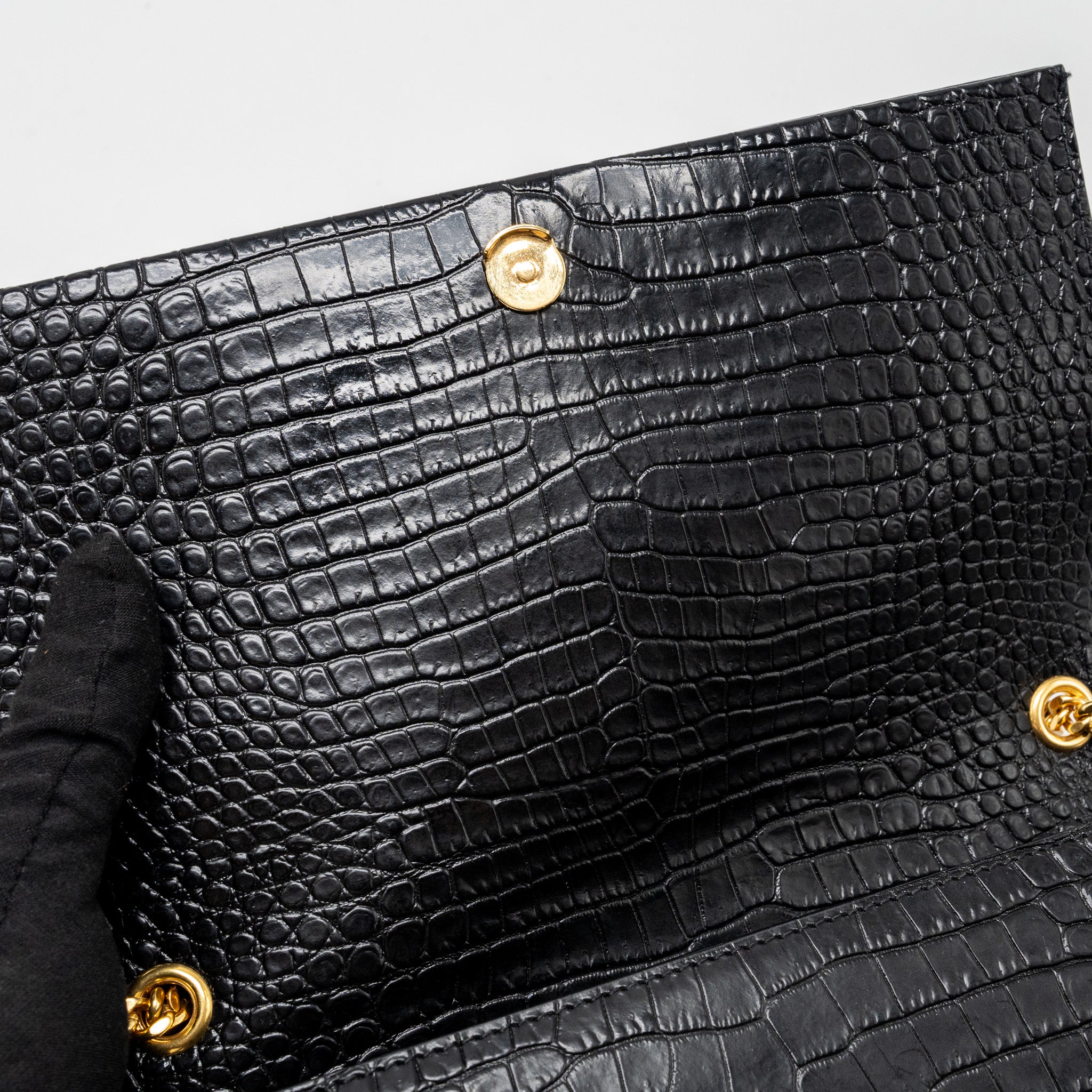 SAINT LAURENT KATE BAG TASSEL CROC-EMBOSSED BLACK GHW