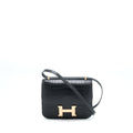 HERMES MINI CONSTANCE ALLIGATOR MISSISSIPPIENSIS MAT BLACK RGHW