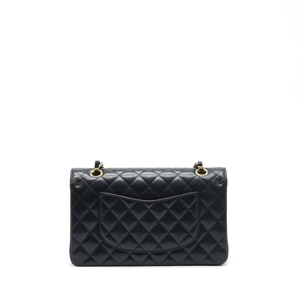 CHANEL MEDIUM CLASSIC DOUBLE FLAP BAG CAVIAR BLACK GHW (MICROCHIP)