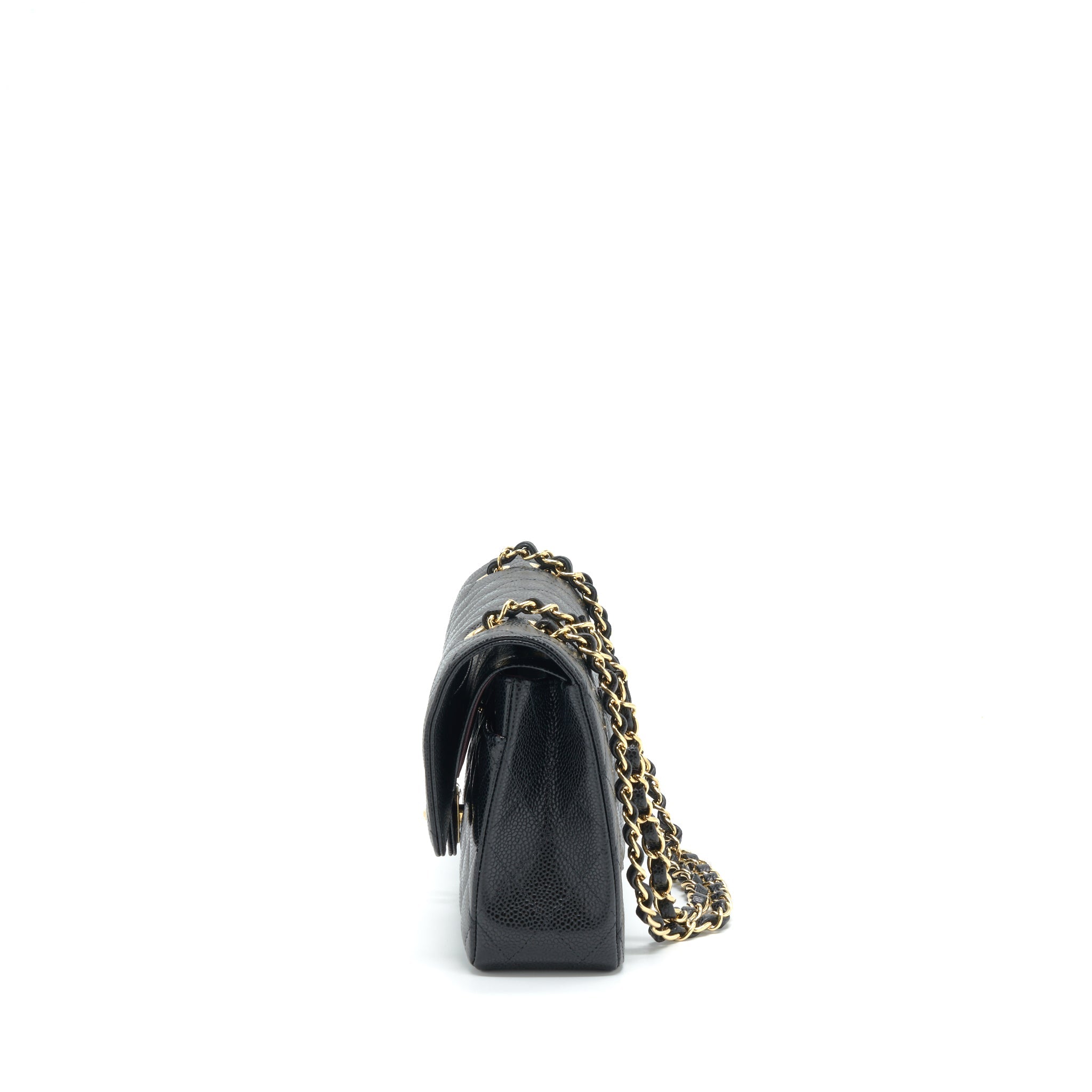 CHANEL MEDIUM CLASSIC DOUBLE FLAP BAG CAVIAR BLACK GHW (MICROCHIP)