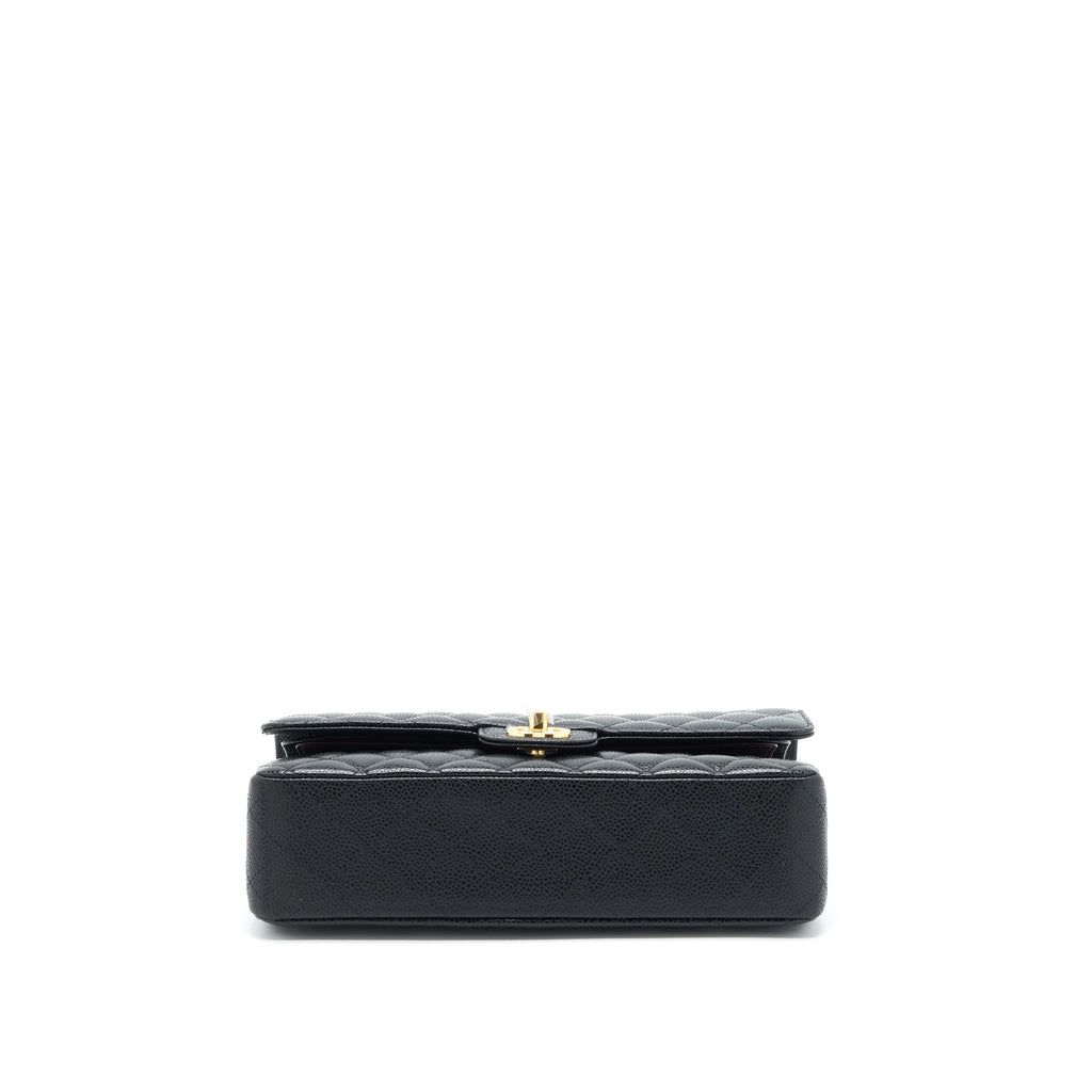 CHANEL MEDIUM CLASSIC DOUBLE FLAP BAG CAVIAR BLACK GHW (MICROCHIP)