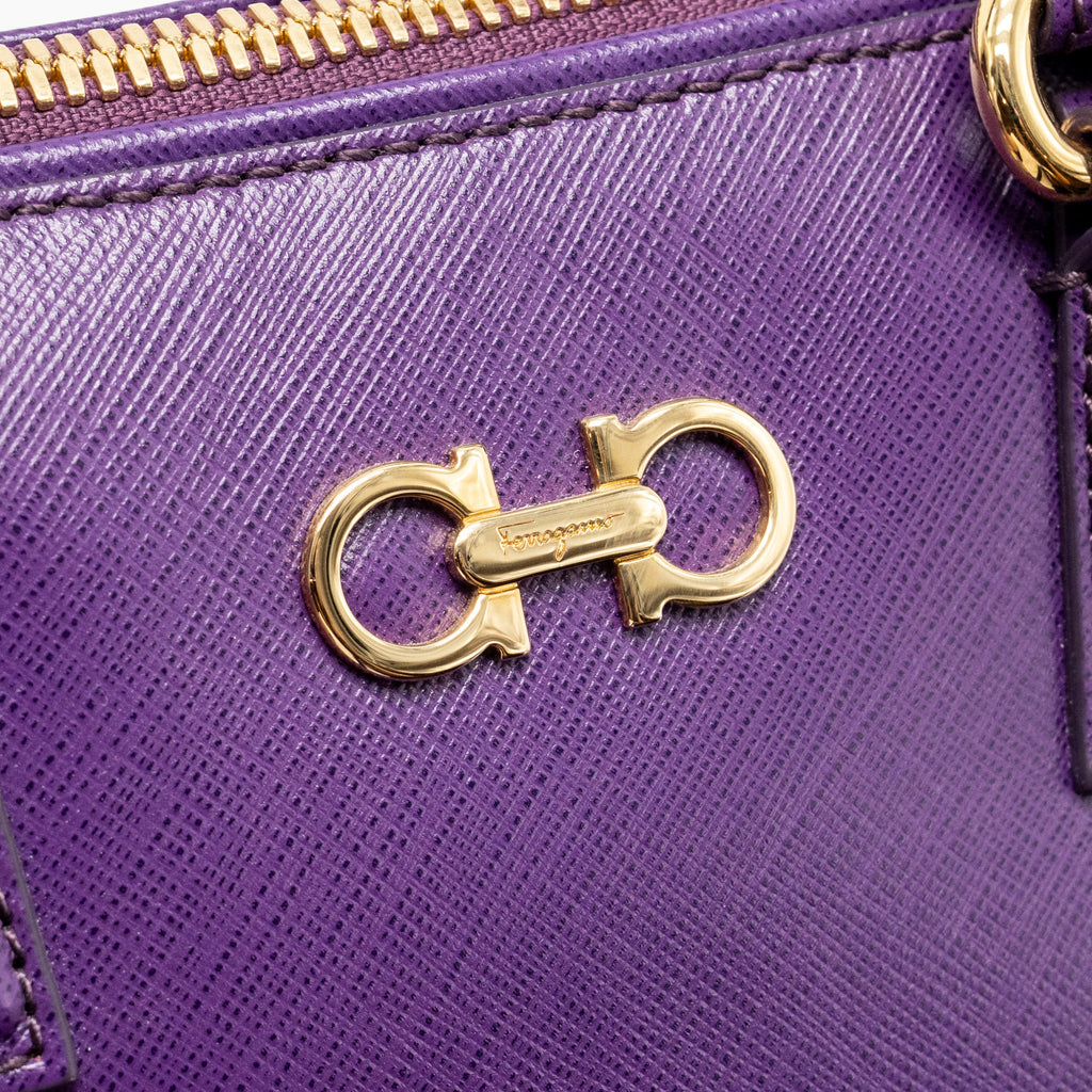 SALVATORE FERRAGAMO GANCINI DARINA LEATHER PURPLE GHW