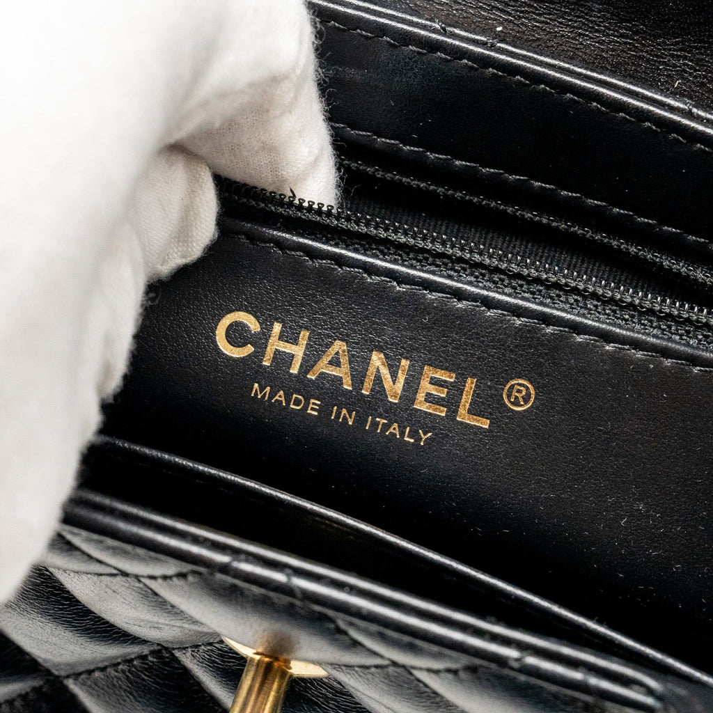 CHANEL MINI KELLY SHOPPING TOTE BAG CALFSKIN BLACK GHW (MICROCHIP)