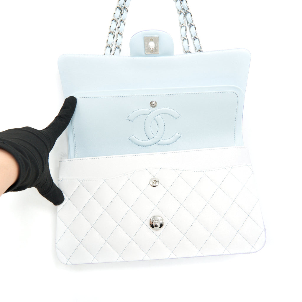 CHANEL 21K MEDIUM CLASSIC DOUBLE FLAP BAG LAMBSKIN OMBRE IRIDESCENT SHW
