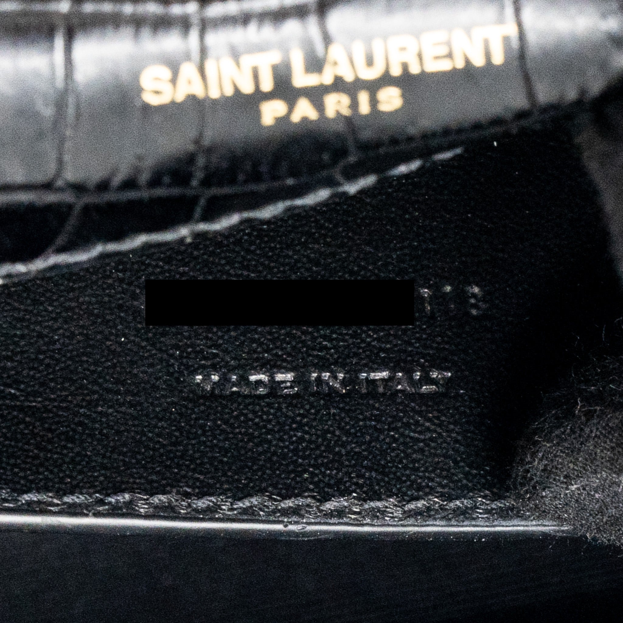 SAINT LAURENT KATE BAG TASSEL CROC-EMBOSSED BLACK GHW