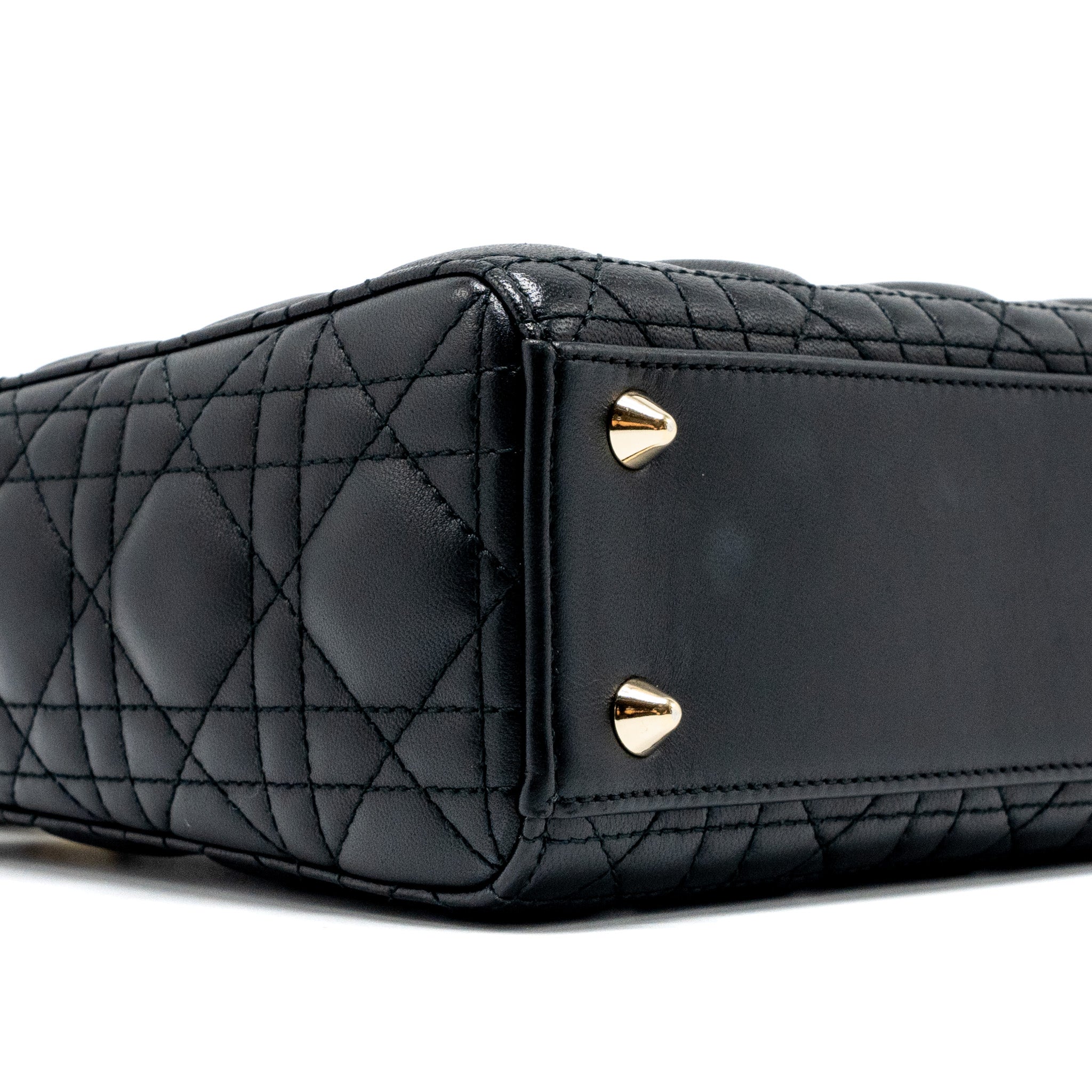 DIOR SMALL LADY DIOR BAG LAMBSKIN BLACK LGHW
