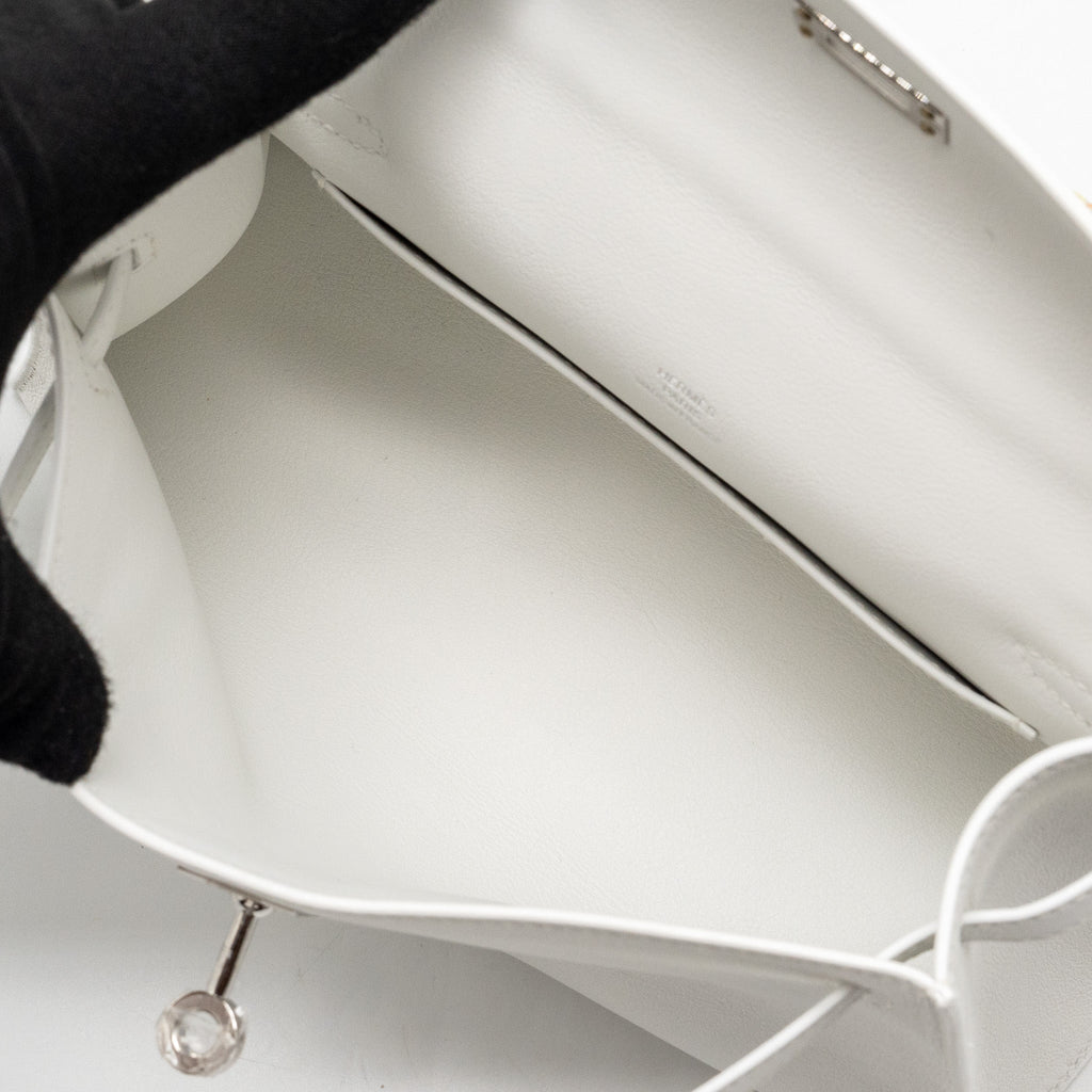 HERMES KELLY POCHETTE SWIFT NEW WHITE SHW