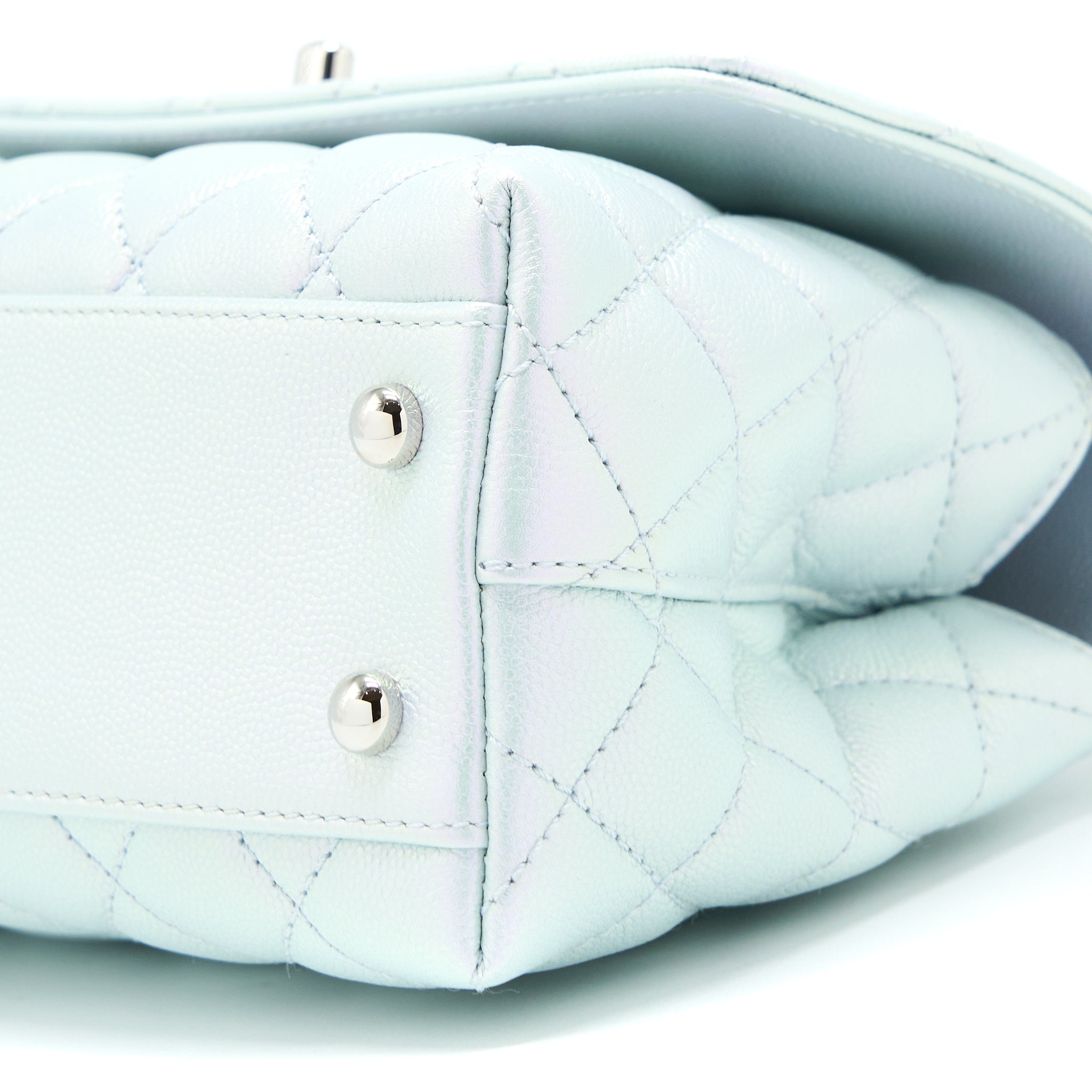 CHANEL SMALL COCO HANDLE OMBRÉ IRIDESCENT LIGHT BLUE MULTICOLOUR HARDWARE (MICROCHIP)