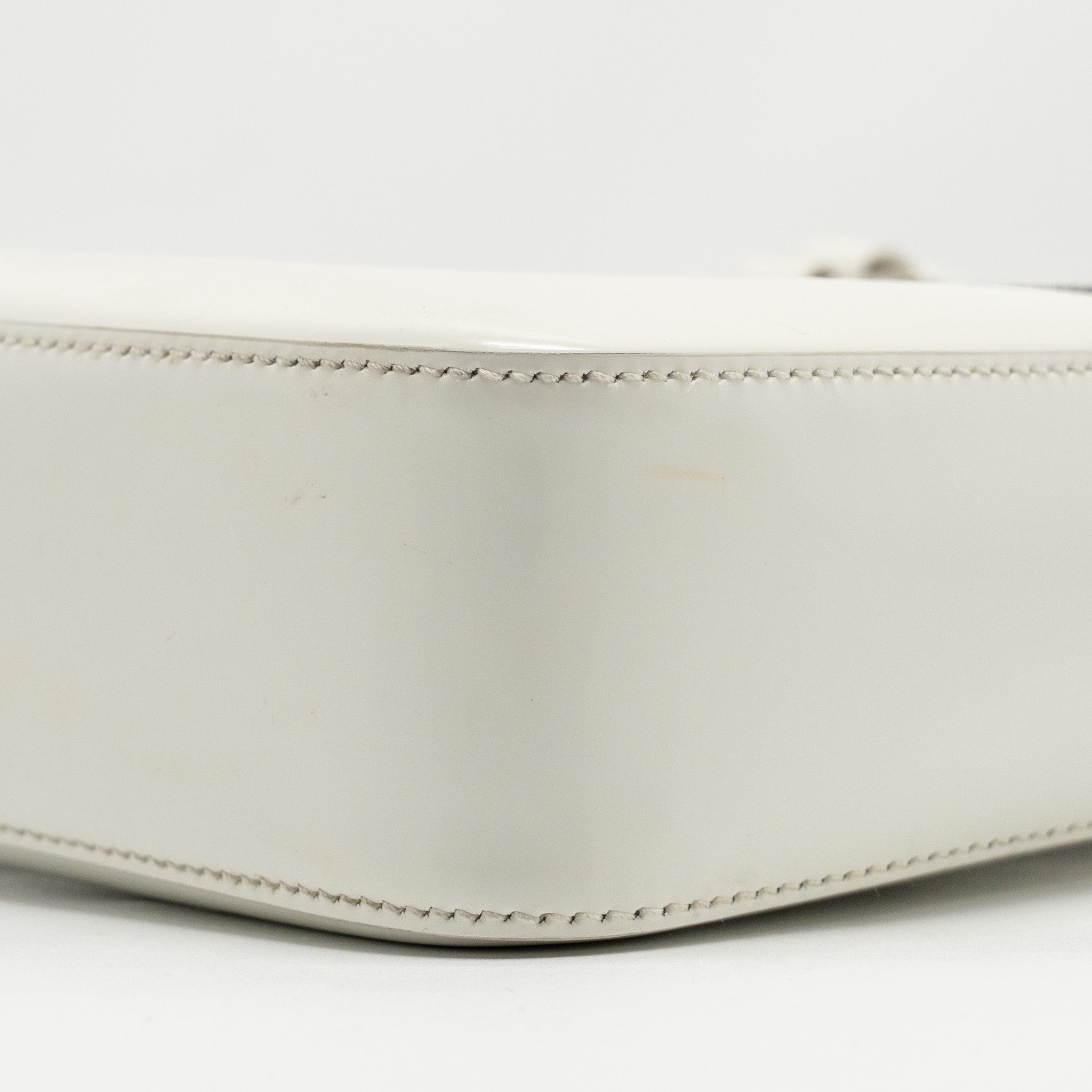 PRADA SMALL BRUSHED LEATHER TOTE BAG WHITE SHW