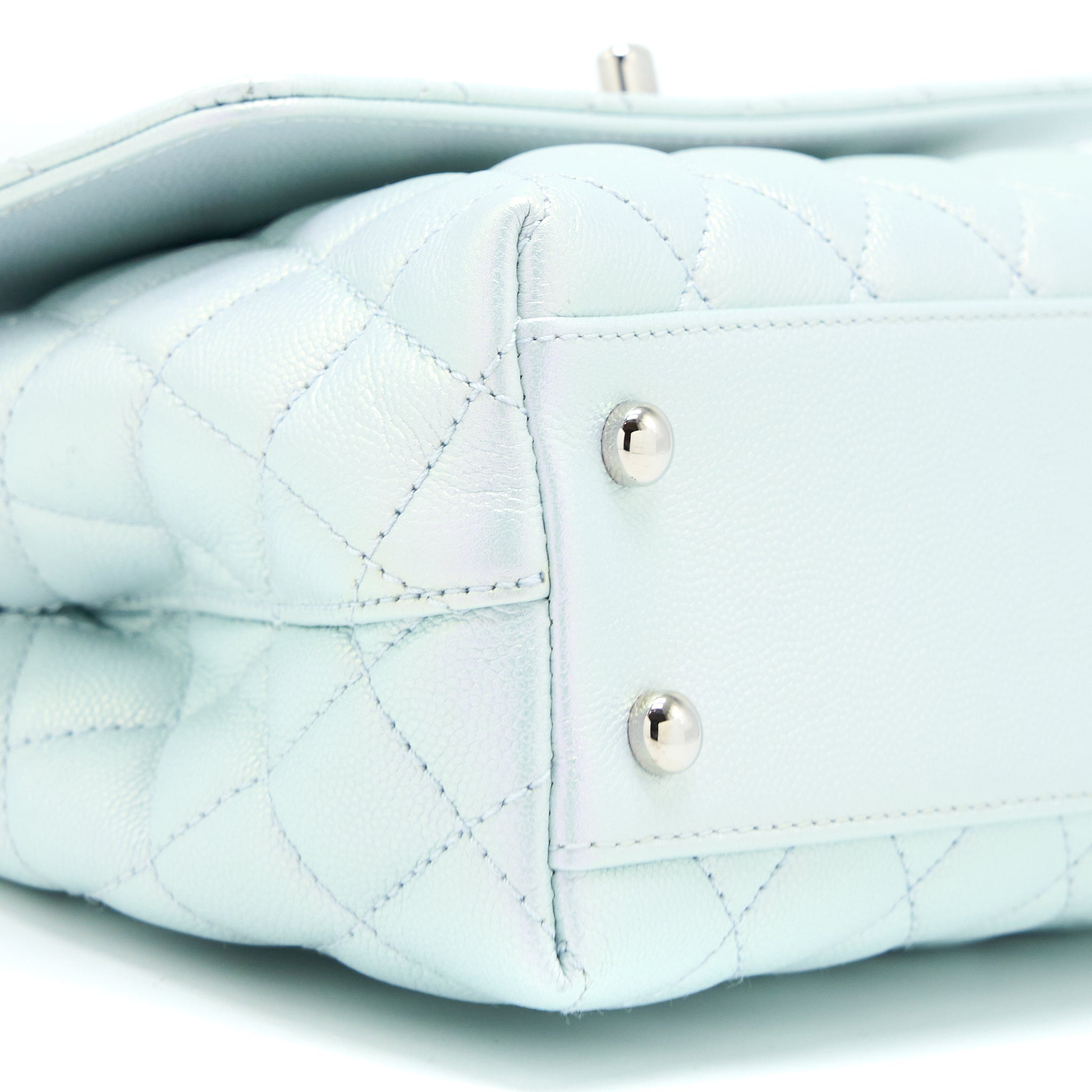 CHANEL SMALL COCO HANDLE OMBRÉ IRIDESCENT LIGHT BLUE MULTICOLOUR HARDWARE (MICROCHIP)