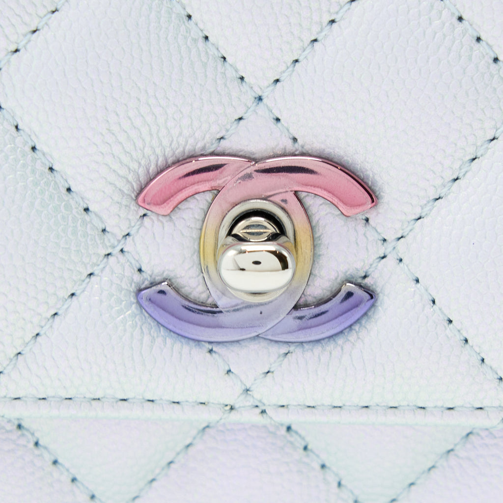 CHANEL SMALL COCO HANDLE OMBRÉ IRIDESCENT LIGHT BLUE MULTICOLOUR HARDWARE (MICROCHIP)