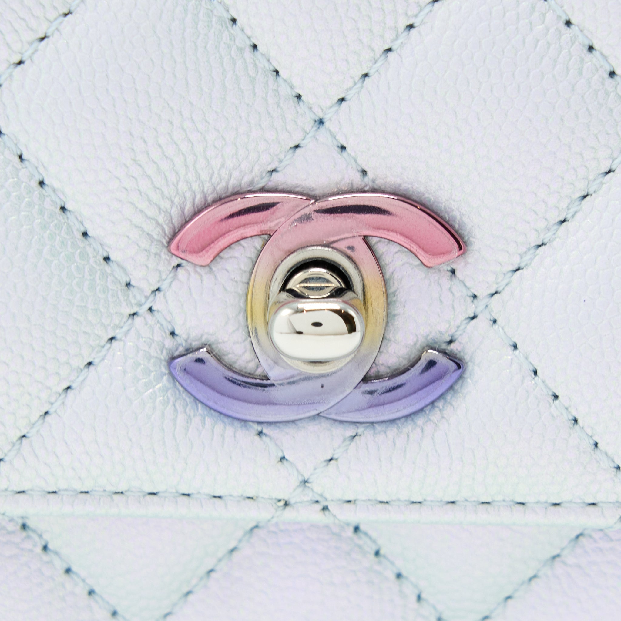 CHANEL SMALL COCO HANDLE OMBRÉ IRIDESCENT LIGHT BLUE MULTICOLOUR HARDWARE (MICROCHIP)