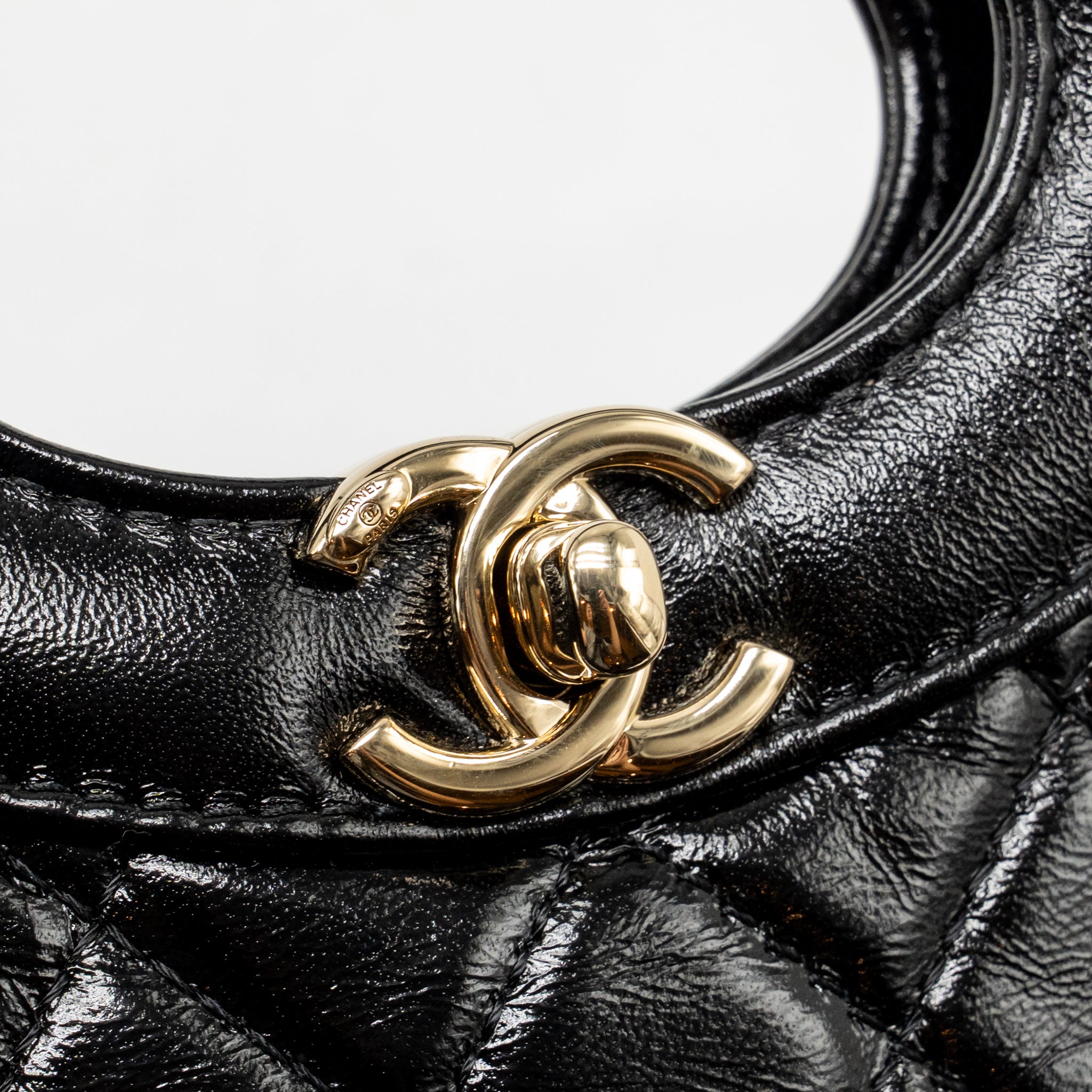 CHANEL MINI 31 BAG SHINY LAMBSKIN BLACK LGHW (MICROCHIP)