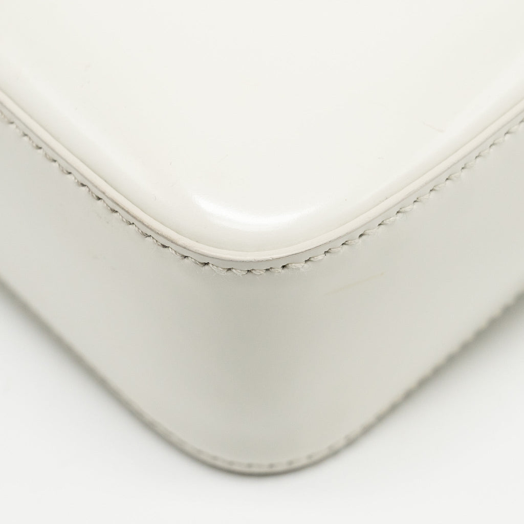 PRADA SMALL BRUSHED LEATHER TOTE BAG WHITE SHW