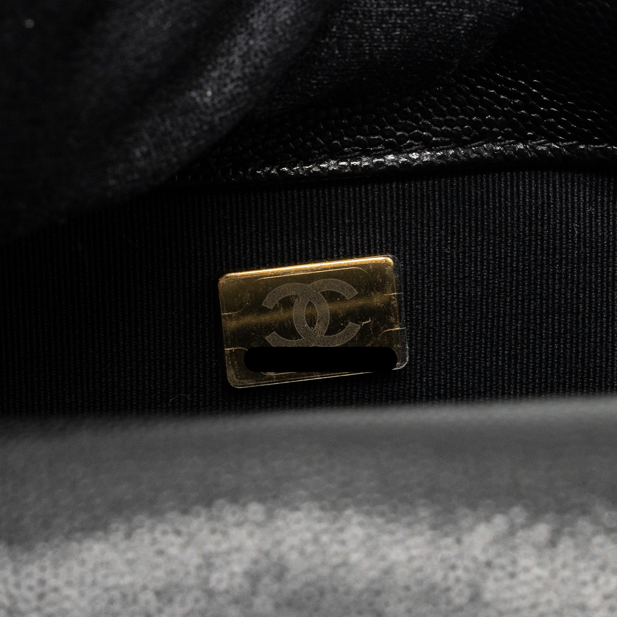 CHANEL QUILTED FLAP BAG WITH DOUBLE AND CC LOGO CHAIN CAVIAR BLACK GHW (MICROCHIP)
