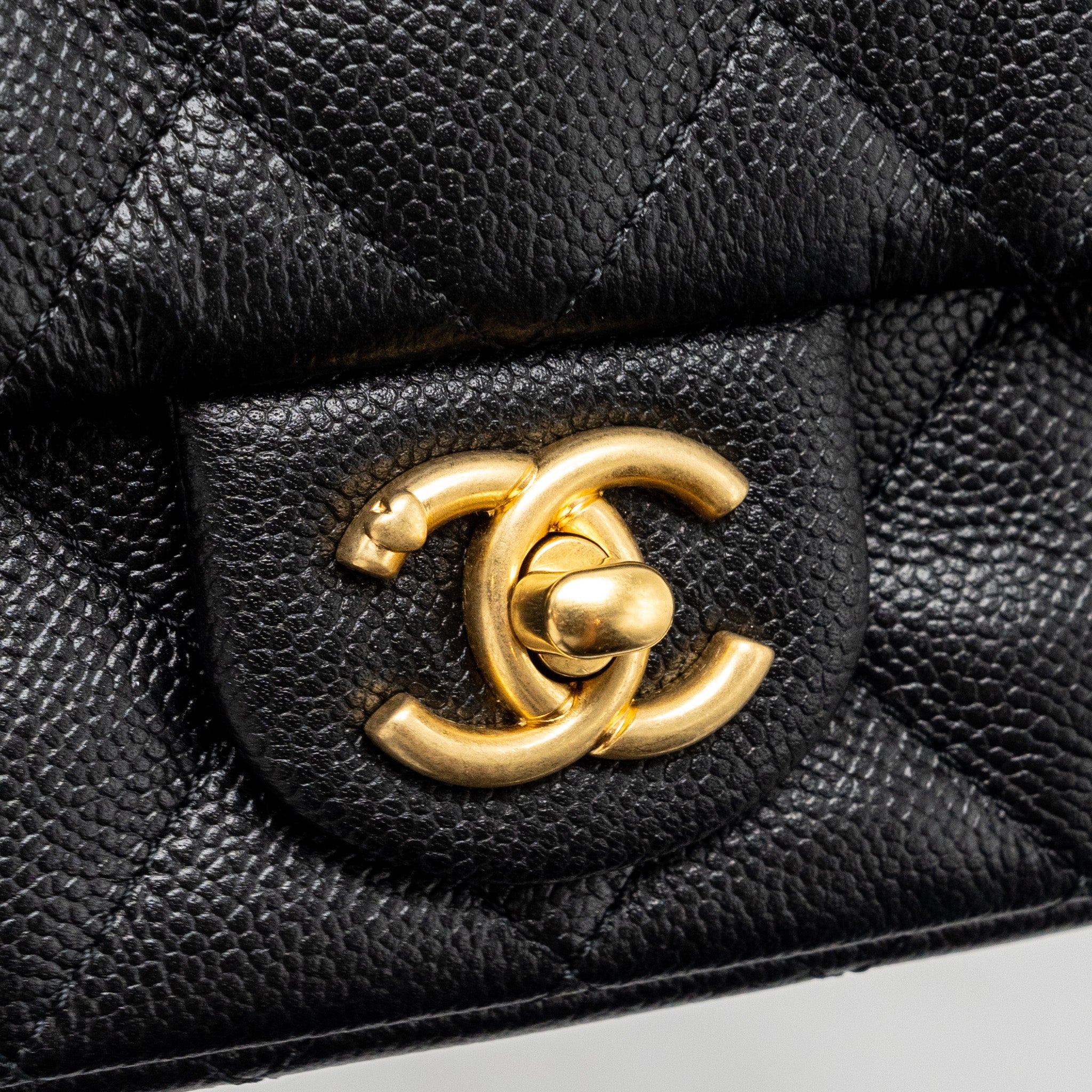 CHANEL 24P COCO LOVE MINI FLAP BAG ADJUSTABLE CHAIN CAVIAR BLACK GHW(MICROCHIP)