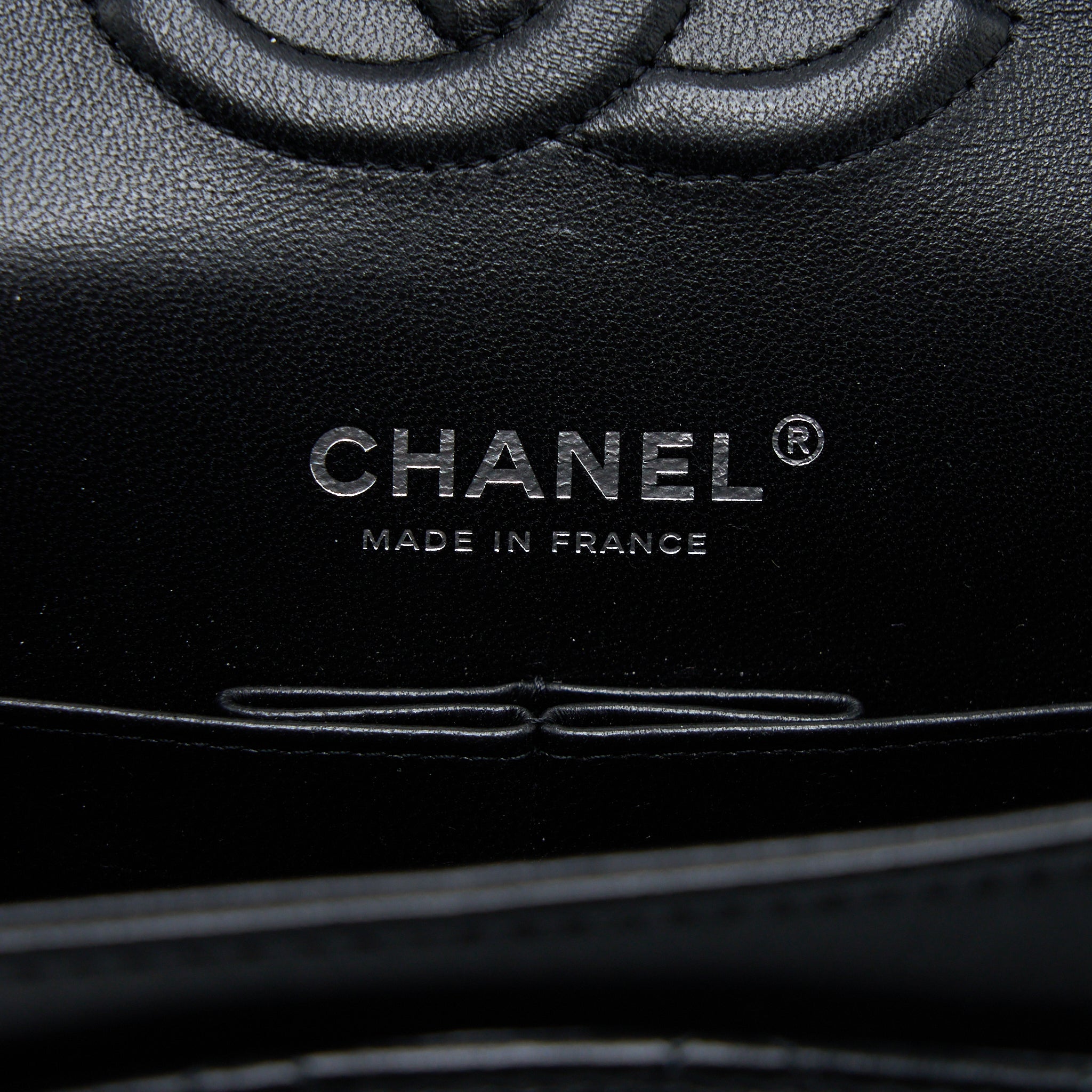CHANEL MEDIUM CLASSIC DOUBLE FLAP BAG LAMBSKIN SO BLACK WITH BLACK HARDWARE (MICROCHIP)