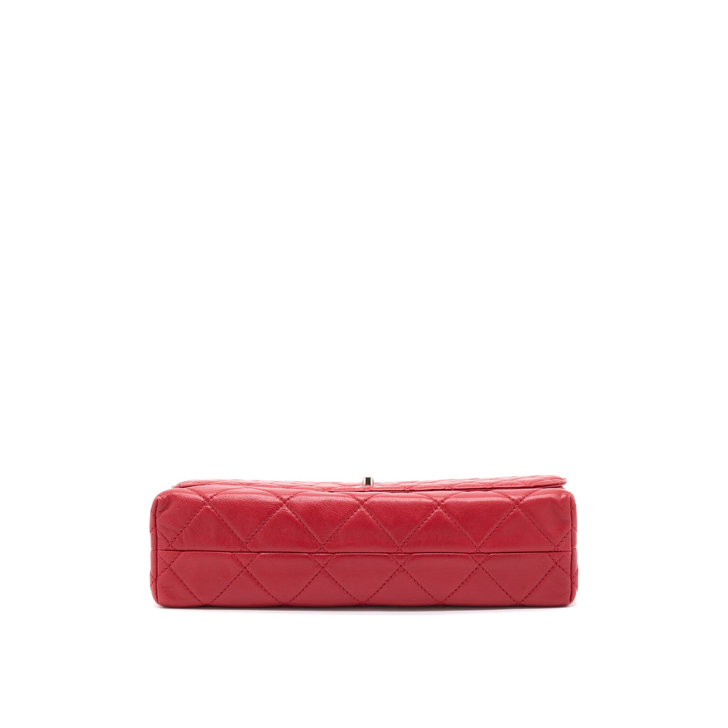 CHANEL LARGE FLAP BAG LAMBSKIN RED SHW