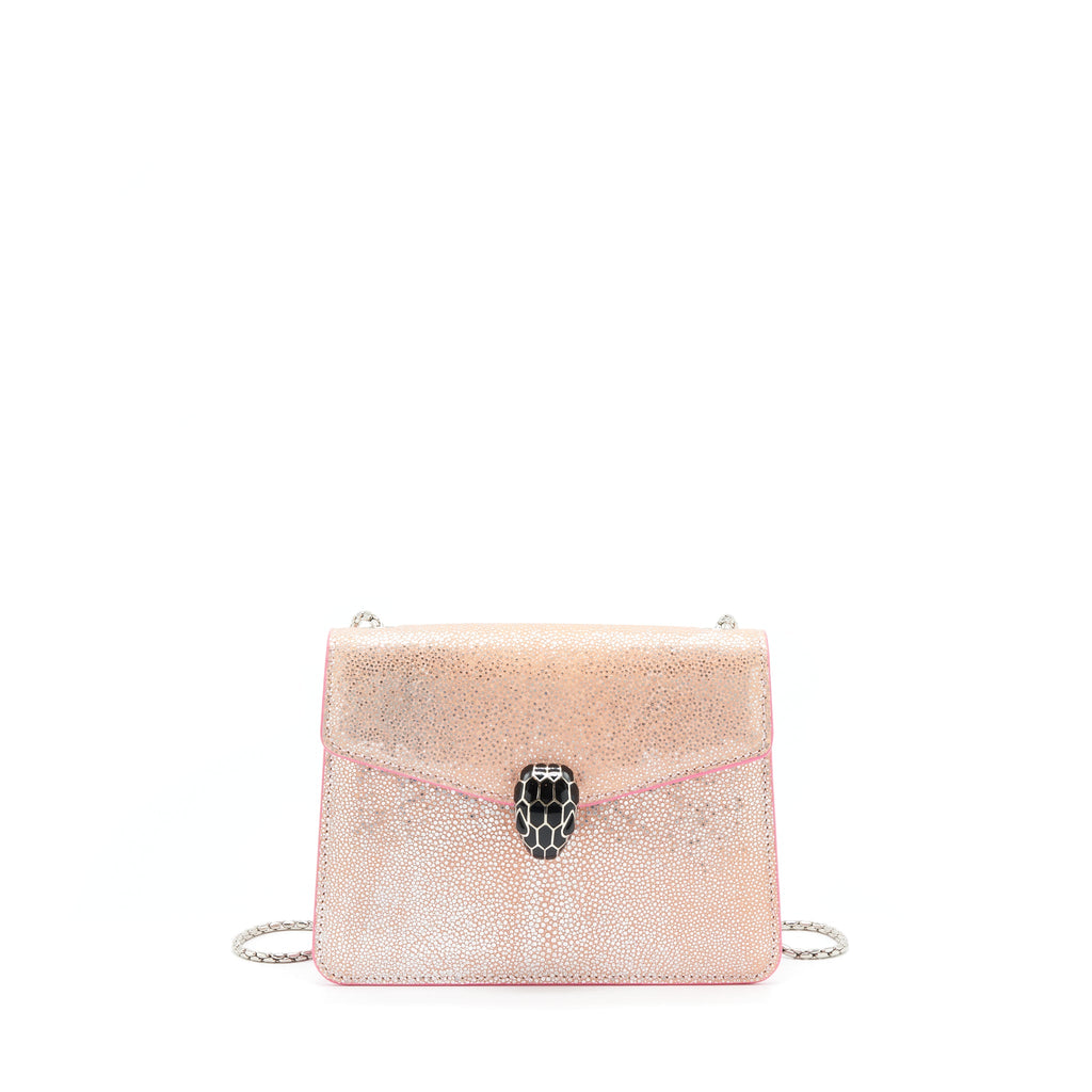 BVLGARI SERPENTI FOREVER BAG ROSA DI FRANCIA CRYSTAL GALUCHAT