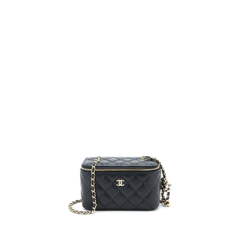 CHANEL 23C PEARL CRUSH LONG VANITY LAMBSKIN BLACK LGHW (MICROCHIP)