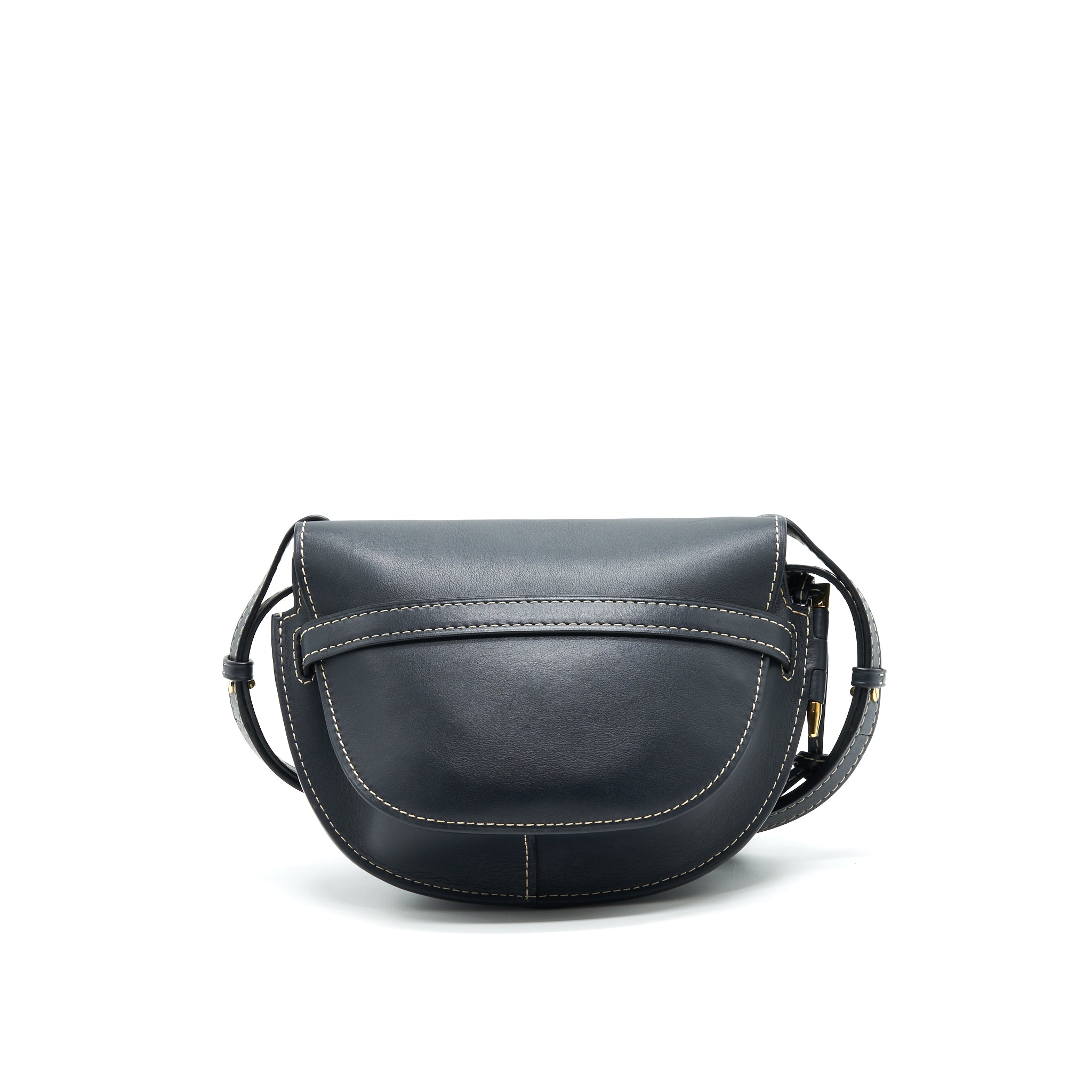 LOEWE SMALL GATE LEATHER SADDLE BAG MIDNIGHT BLUE