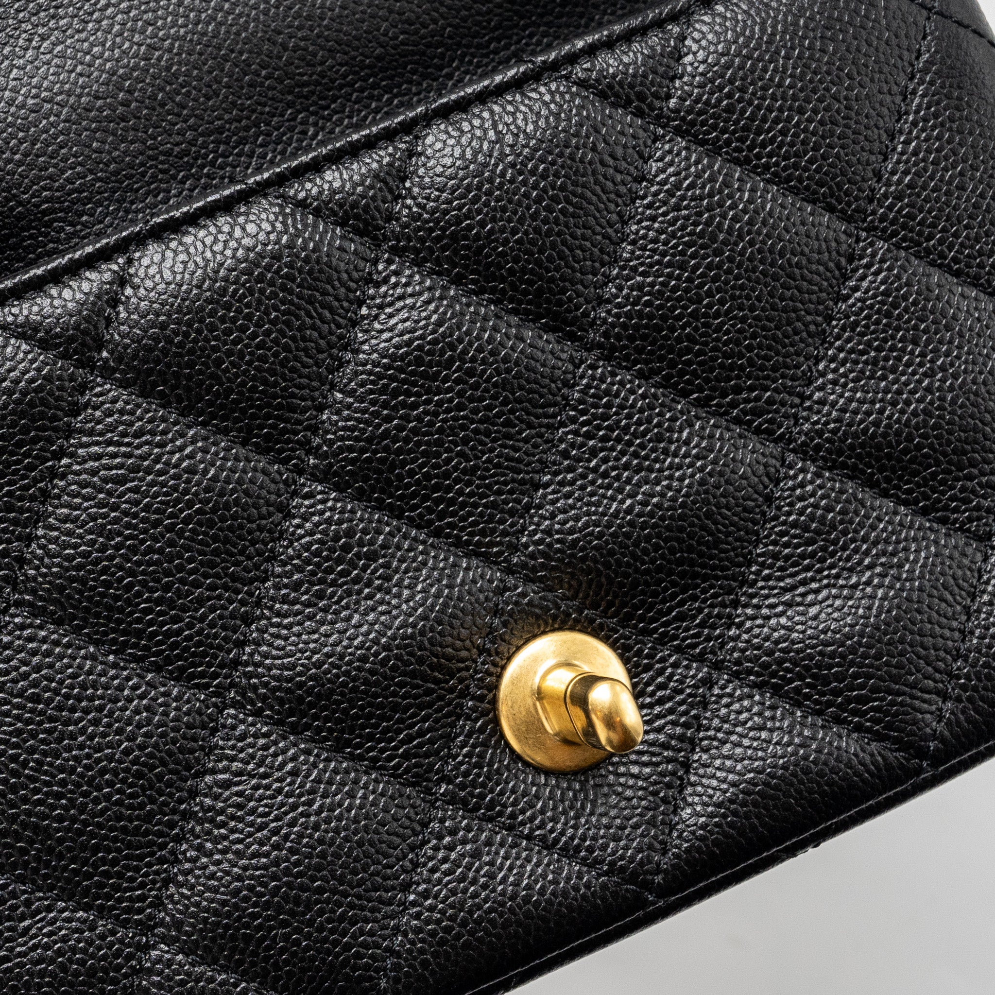 CHANEL 24P COCO LOVE MINI FLAP BAG ADJUSTABLE CHAIN CAVIAR BLACK GHW(MICROCHIP)