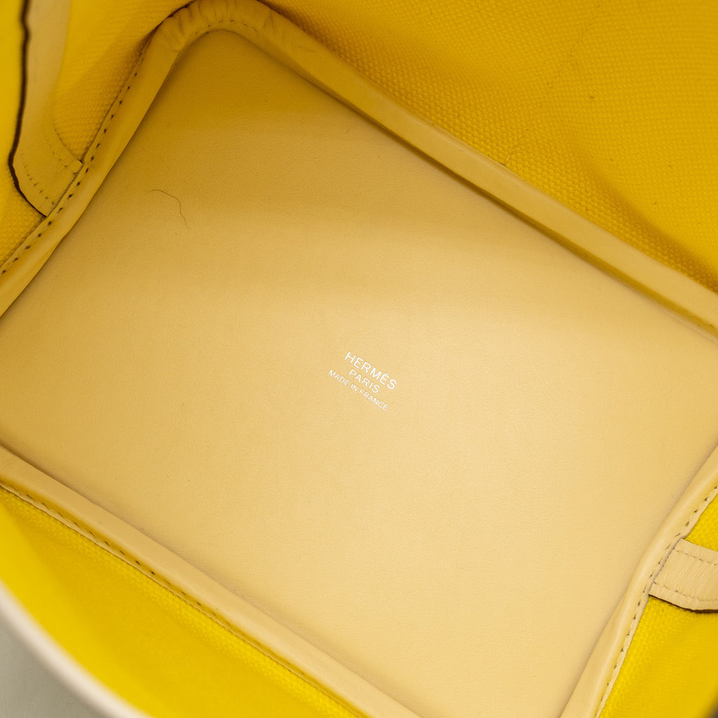 HERMES CARGO PICOTIN 18 LOCK BAG CANVAS/SWIFT JAUNE CITRON/NATA SHW