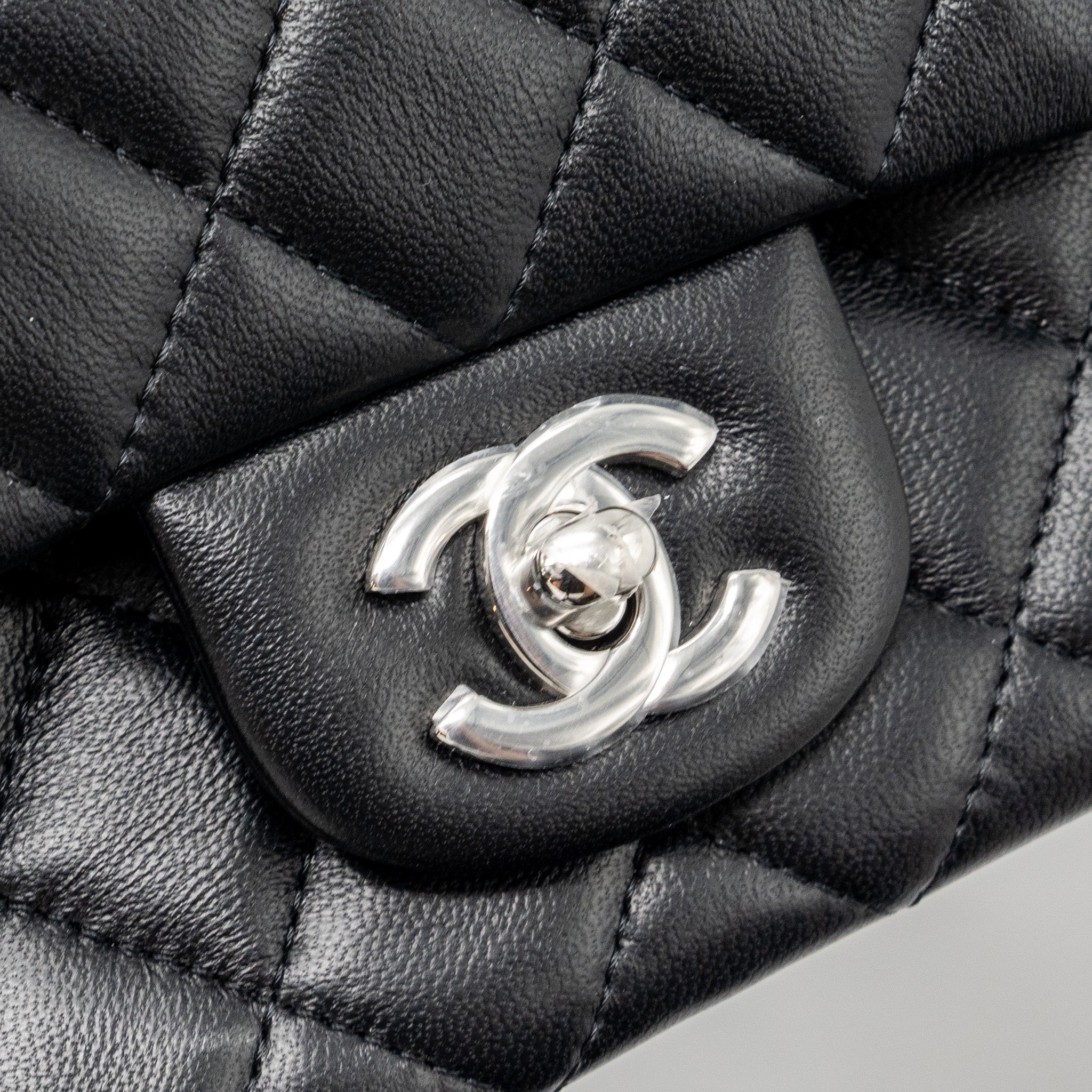 CHANEL MINI RECTANGULAR FLAP BAG LAMBSKIN BLACK SHW (MICROCHIP)